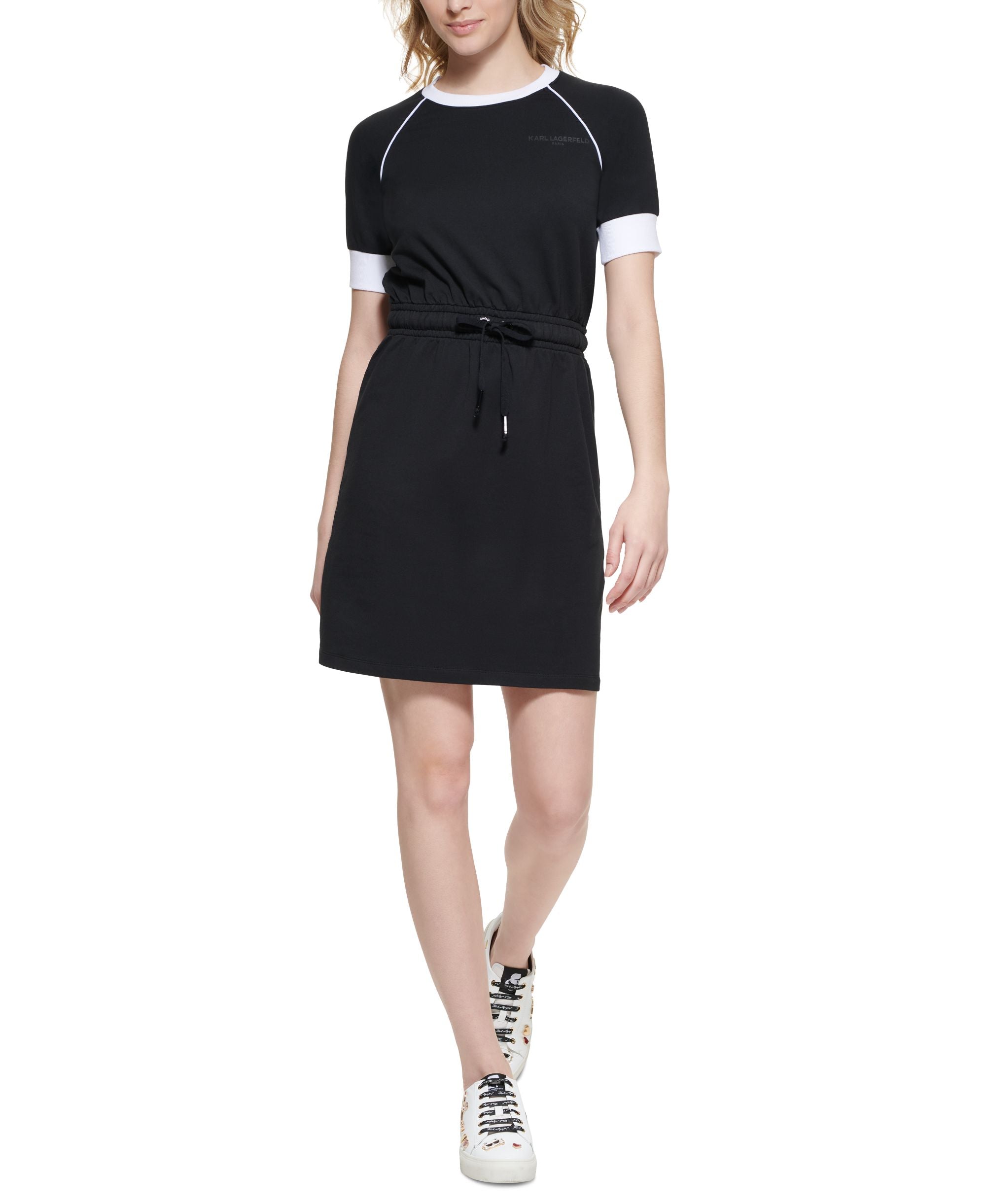 Karl Lagerfeld Paris Drawstring Short Sleeve Dress