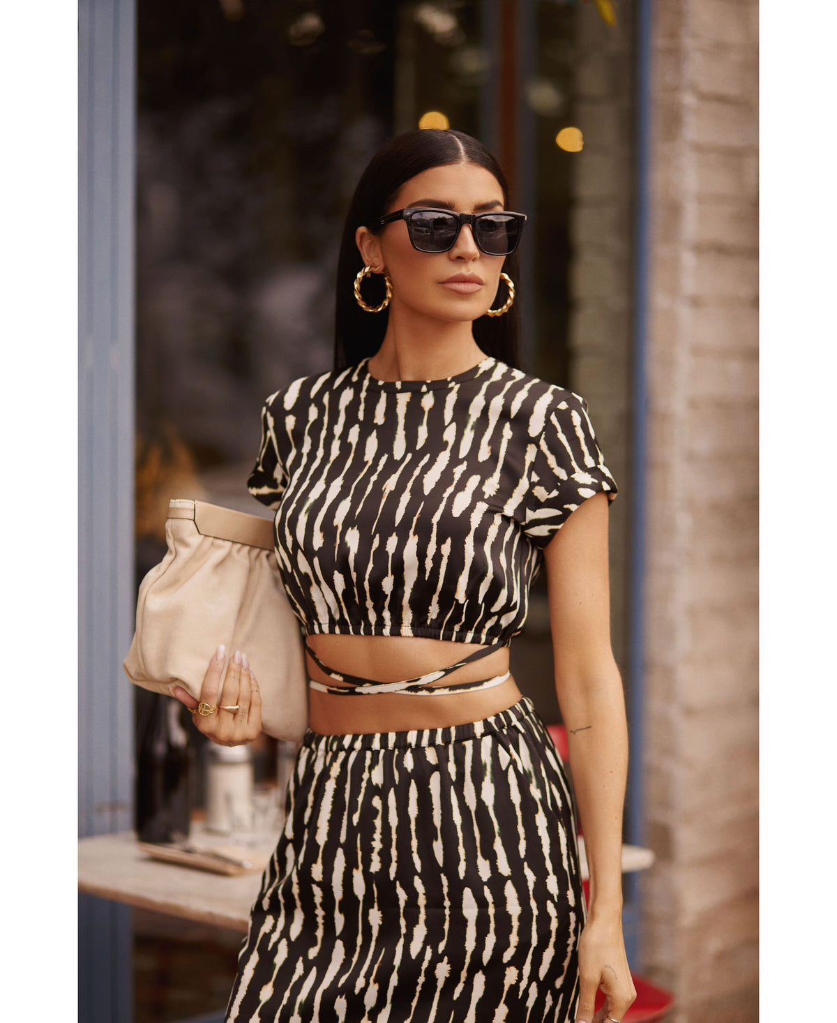 Bar III Nicole Williams English Printed Cropped Tie Waist Shirt