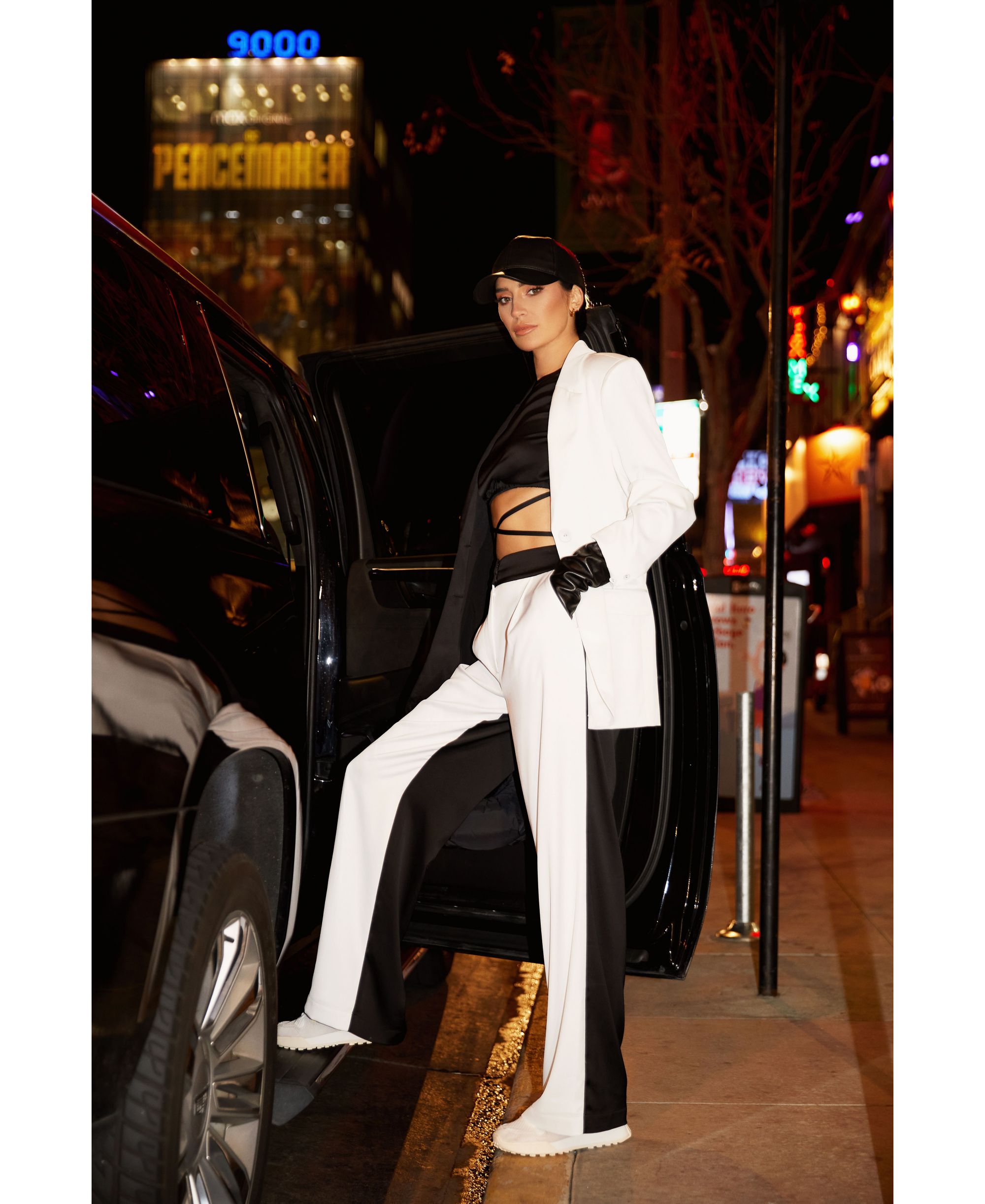 Bar III Nicole Williams English Colorblocked Wide Leg Pants