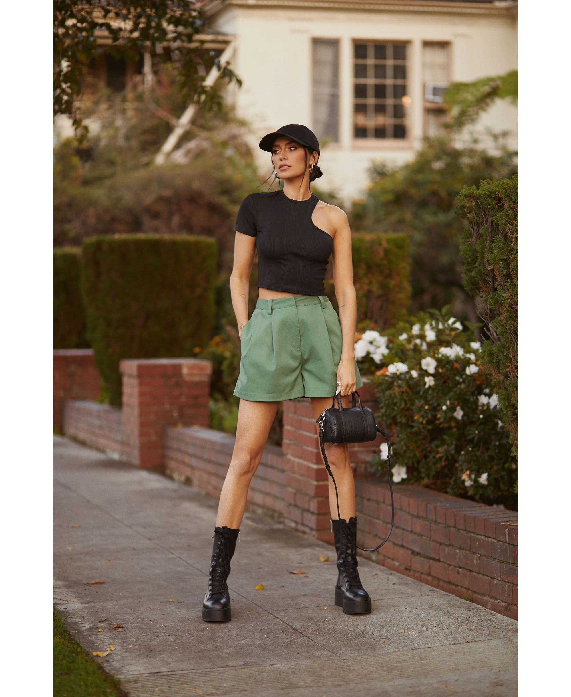 Bar III Nicole Williams English Cropped One Sleeve Top