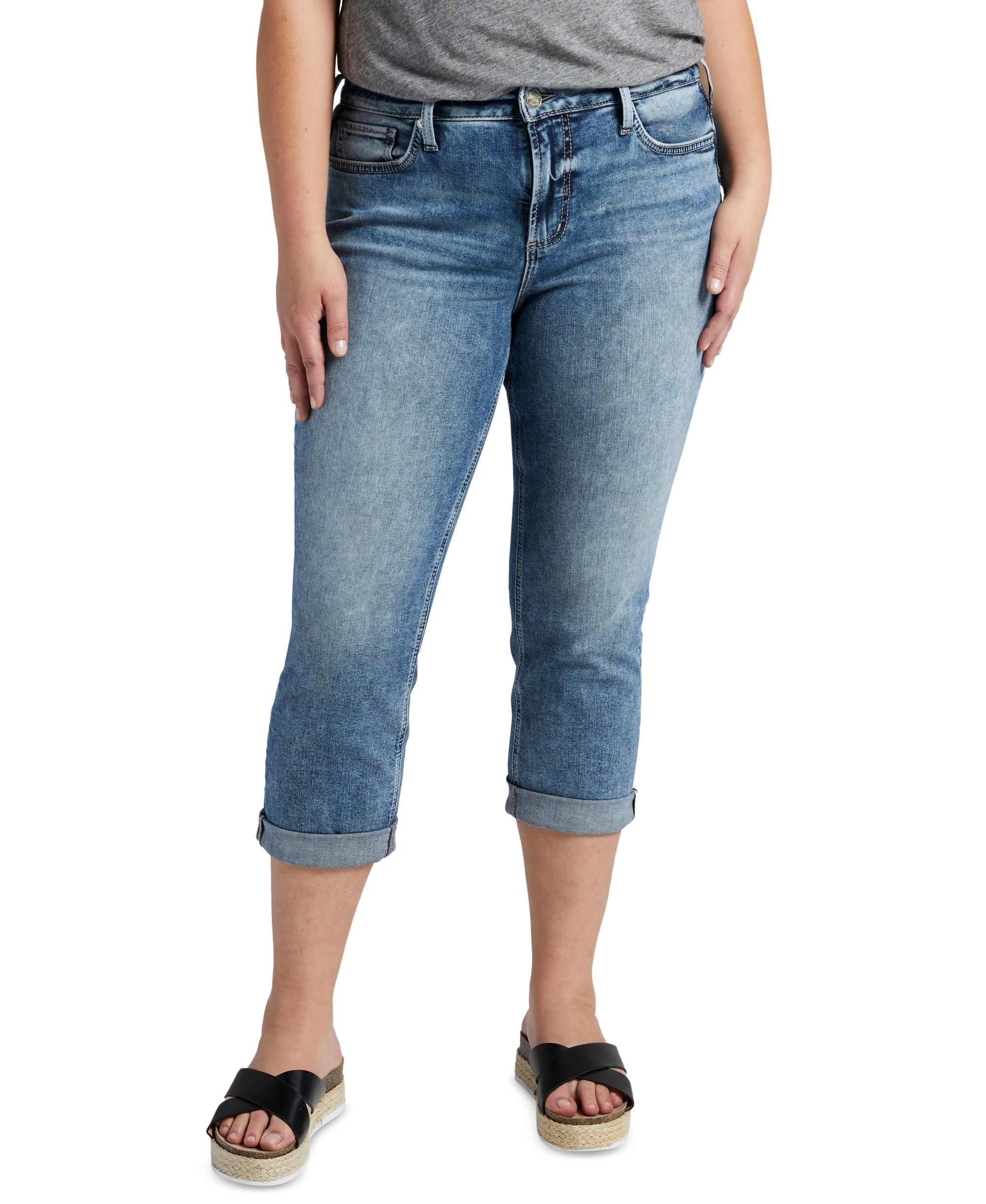 Silver Jeans Co. Plus Size Suki Mid Rise Denim Capris
