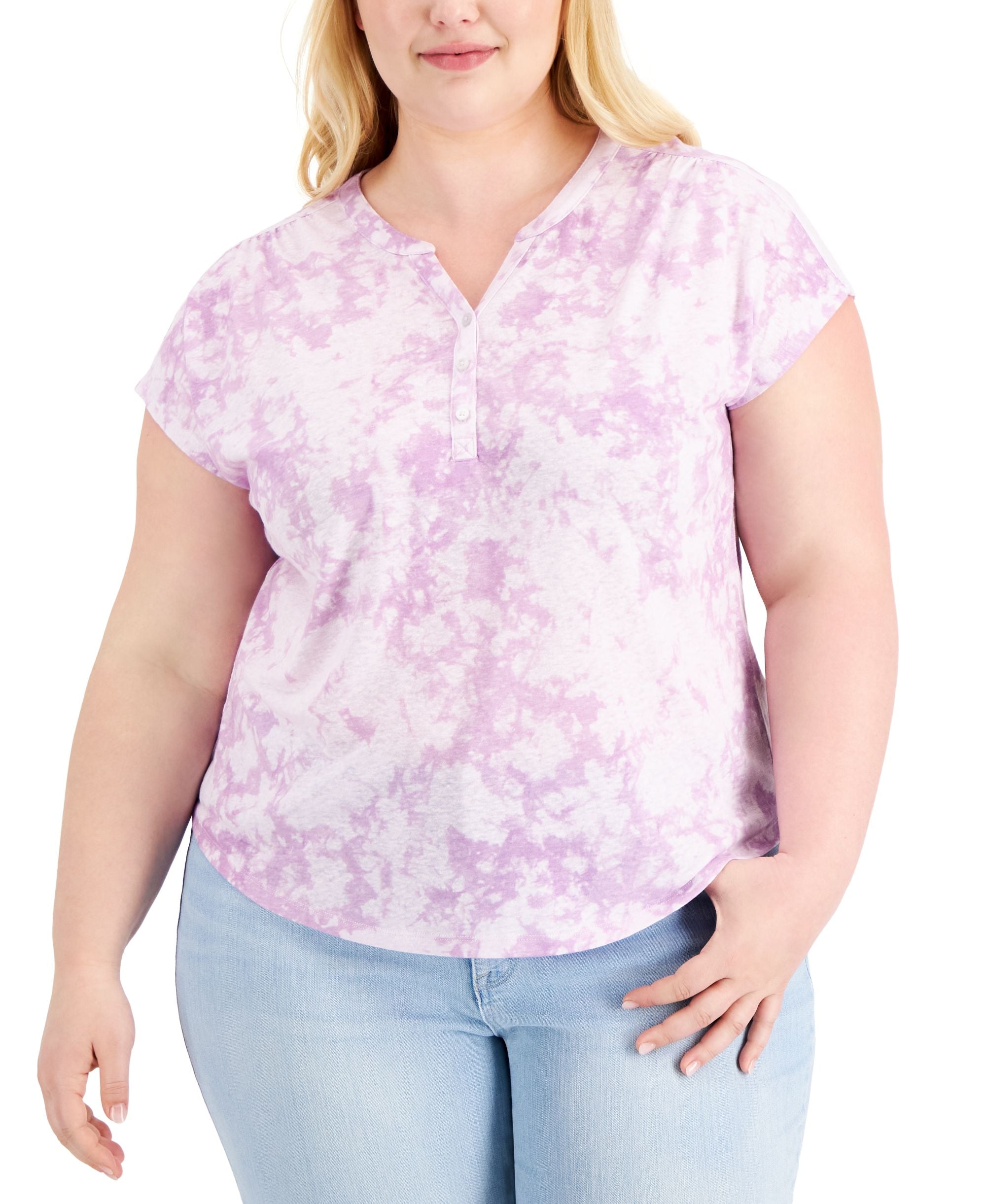 Style & Co Plus Size Split Neck Top