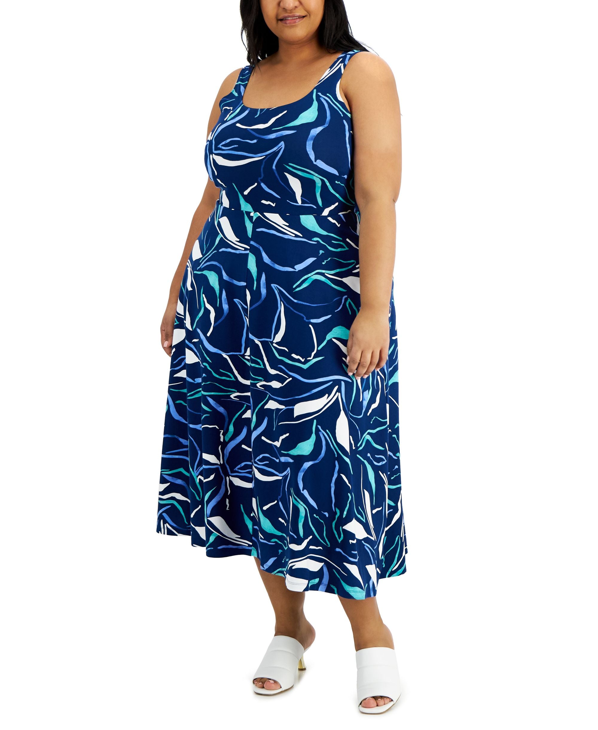 Alfani Plus Size Contrast Floral Dress