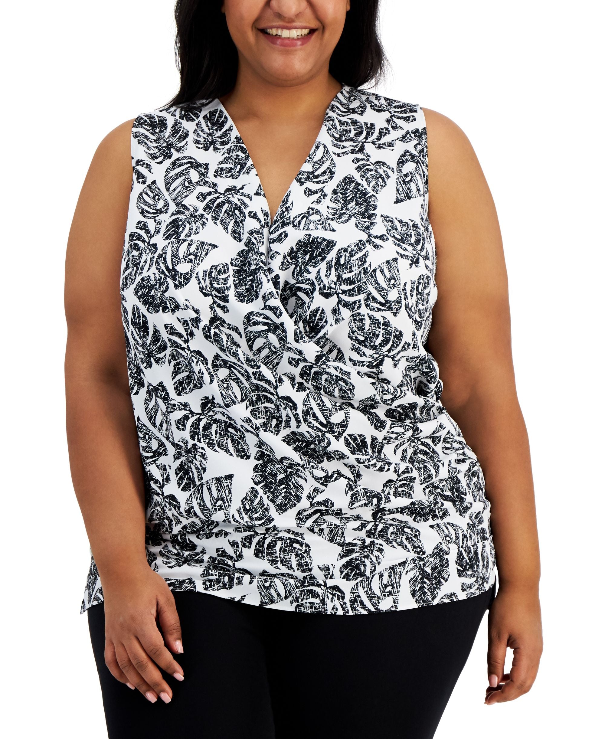 Alfani Plus Size Surplice Neck Top
