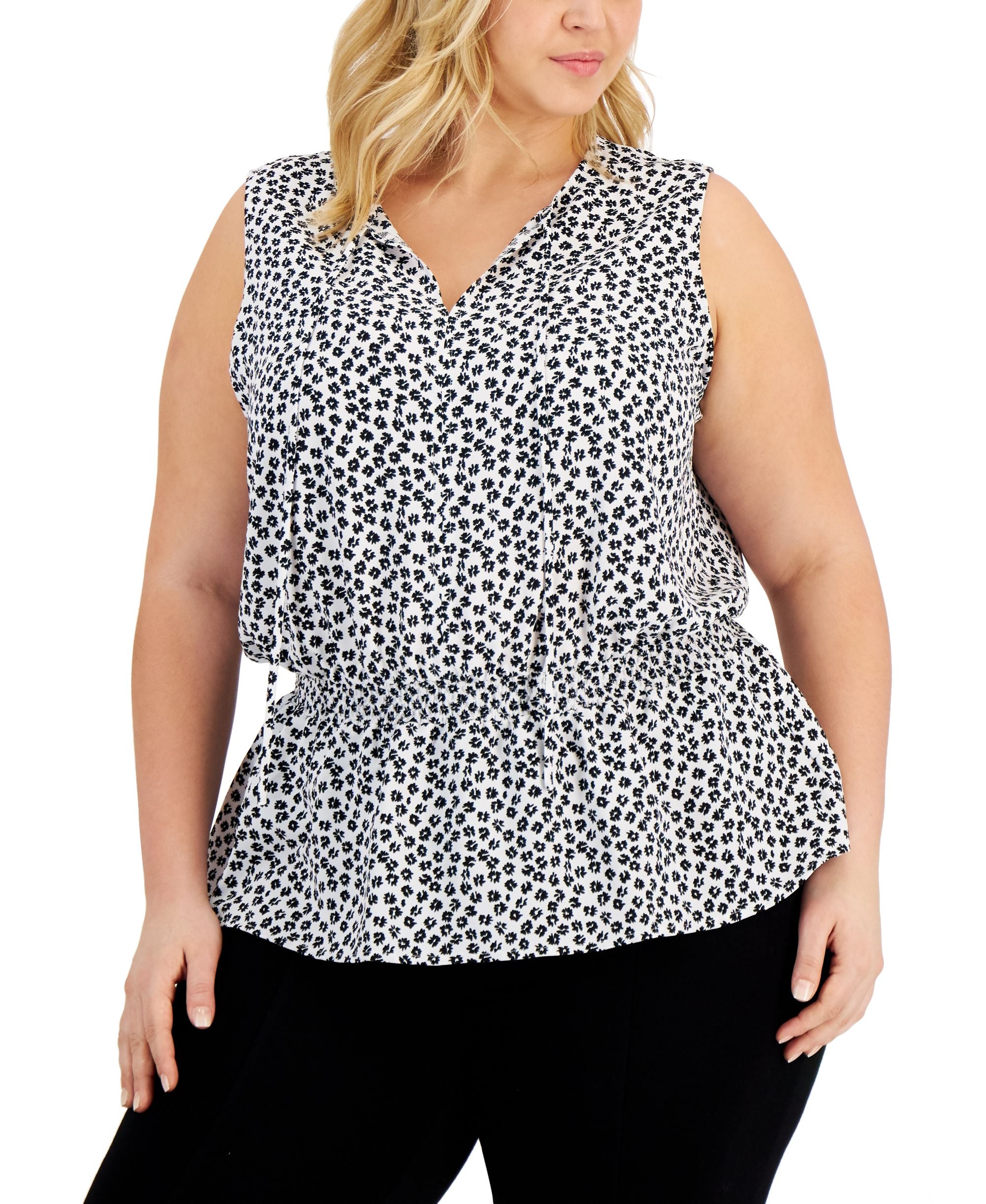 Alfani Plus Size Smocked Waist Peplum Top