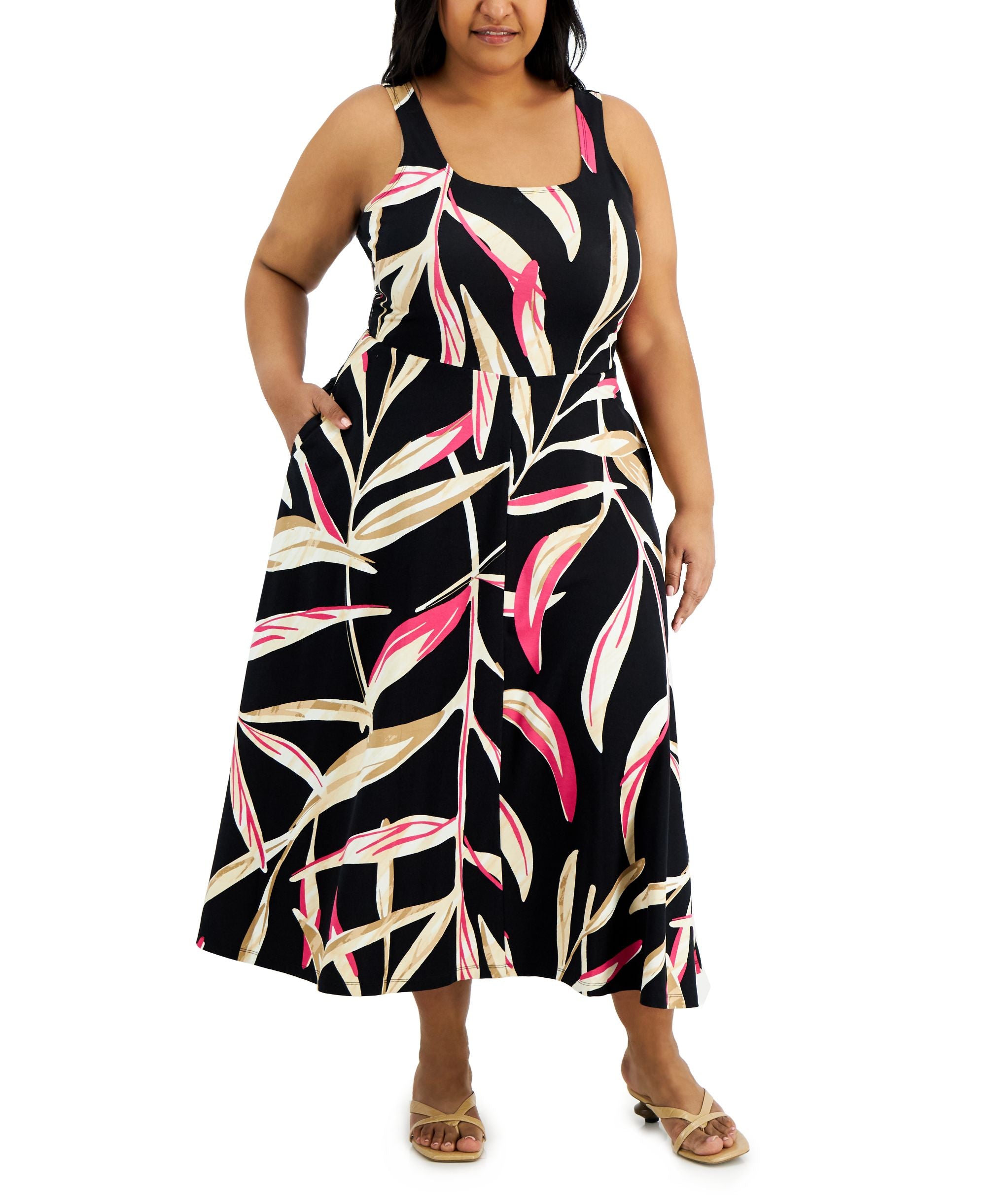 Alfani Plus Size Contrast Floral Dress