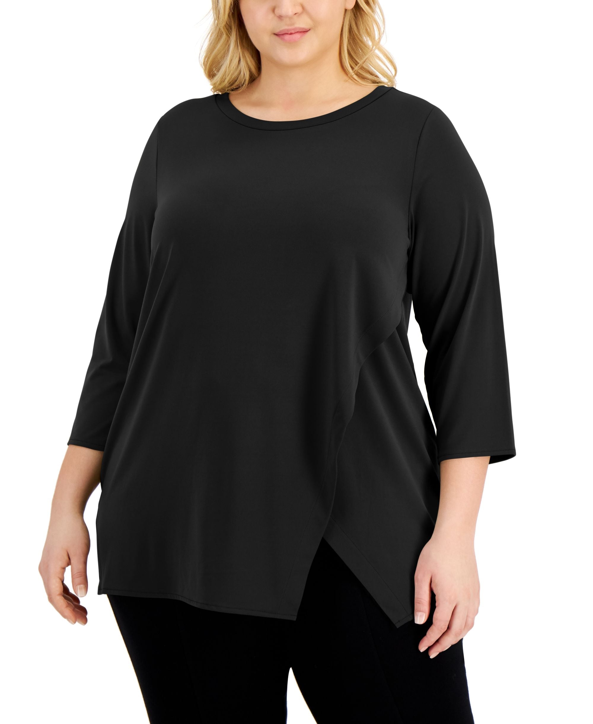 Alfani Plus Size Crossover Hem Tunic