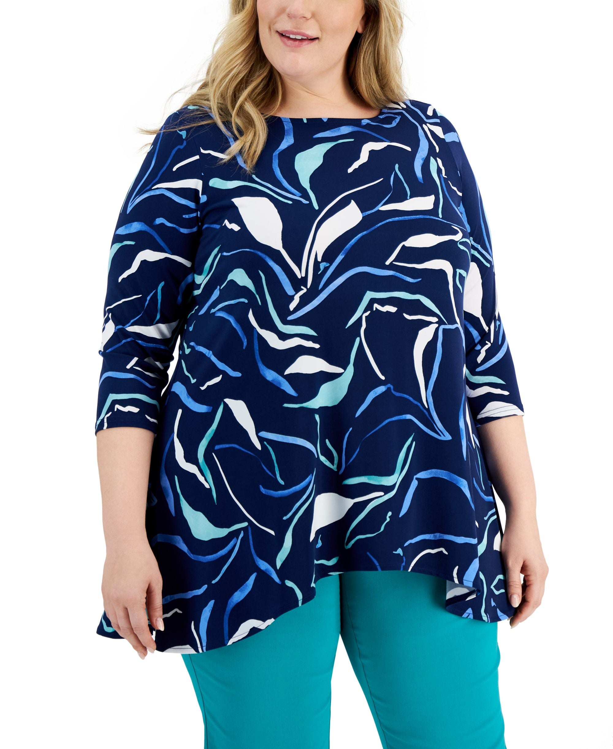 Alfani Plus Size Printed Swing Top