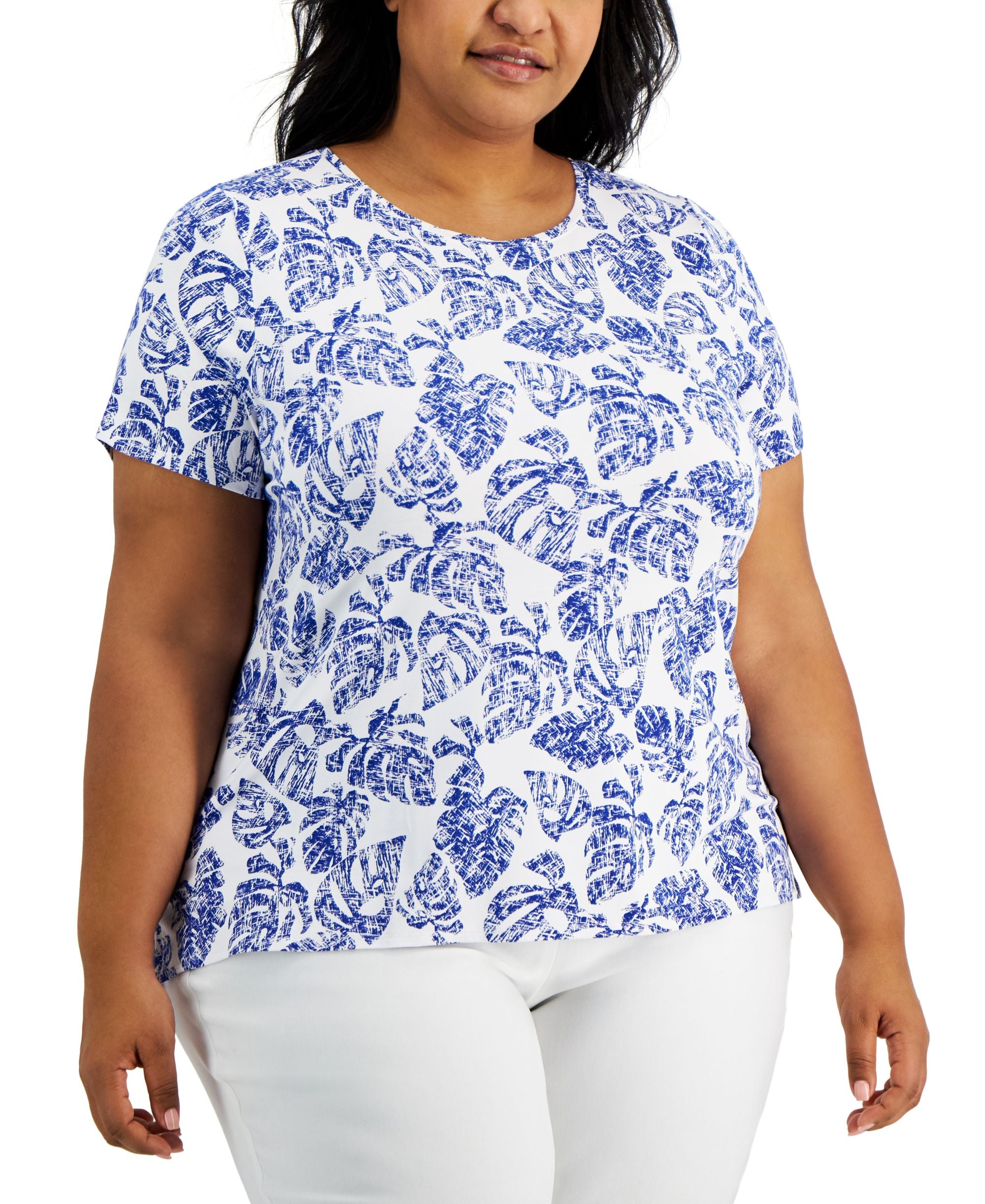 Alfani Plus Size Printed Jersey Top