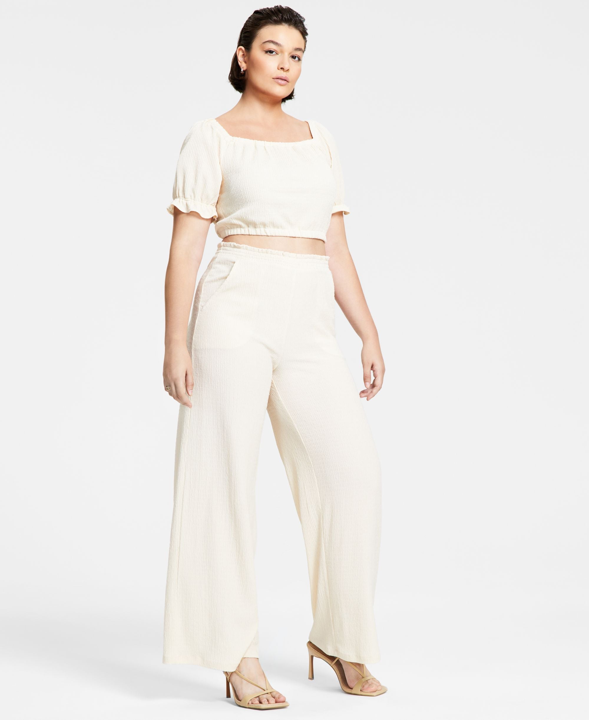 Bar III Womens Crinkle Texture Pull On Pants