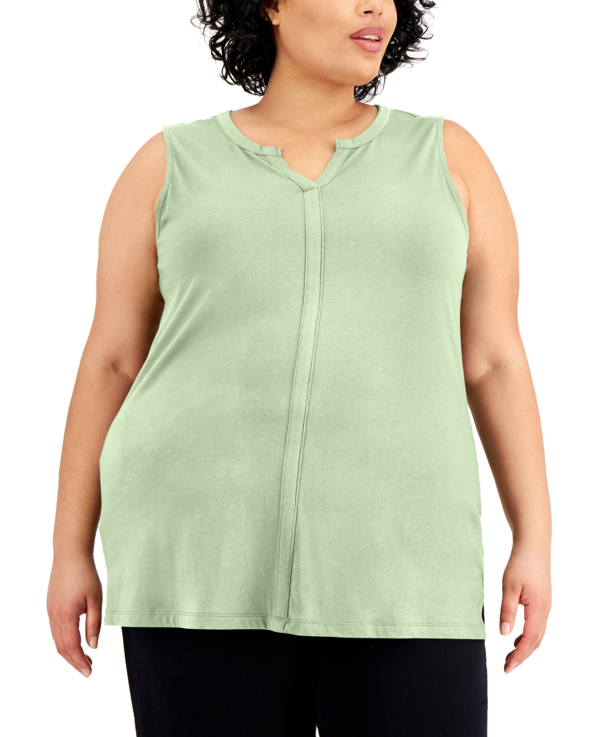 Karen Scott Plus Size Cotton Split Neck Tunic