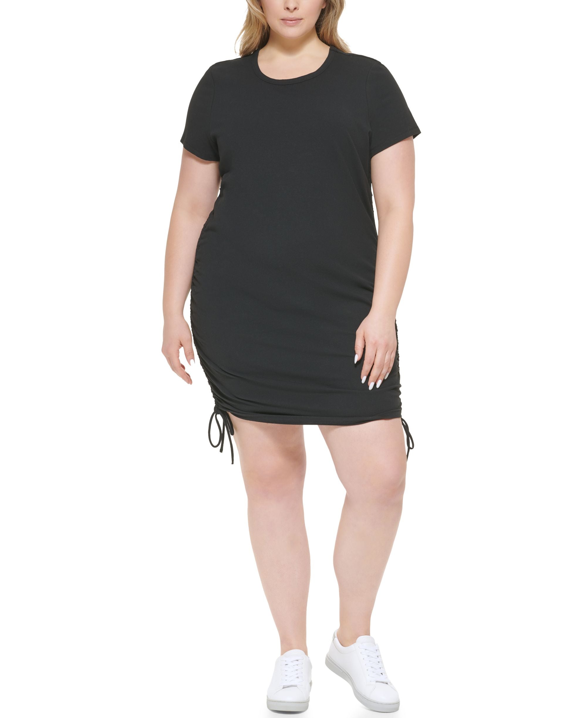 Calvin Klein Jeans Trendy Plus Size Short Sleeve Side Cinched Dress