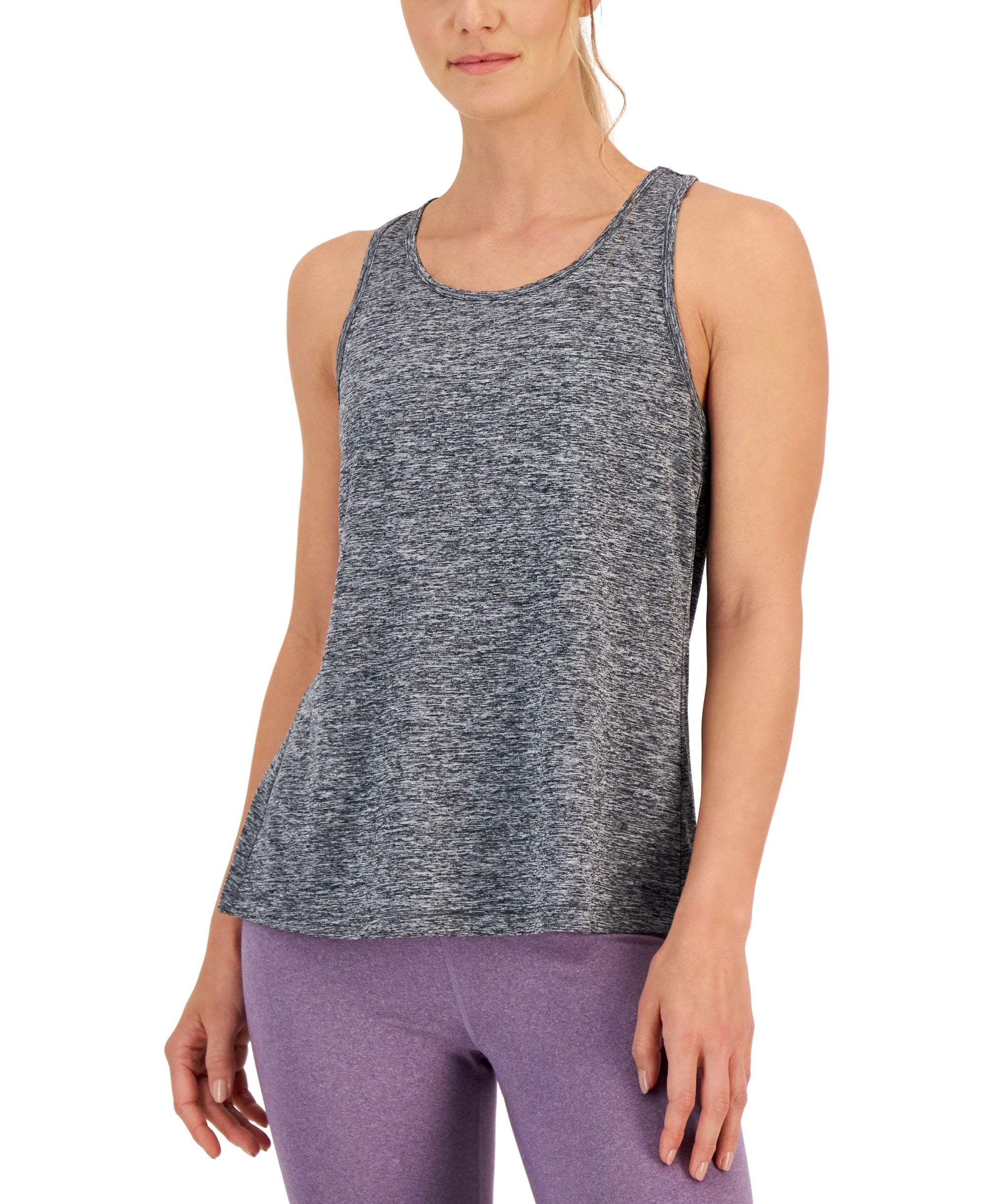 ID Ideology Womens Active Solid Pleated Back Relaxed Tank Top