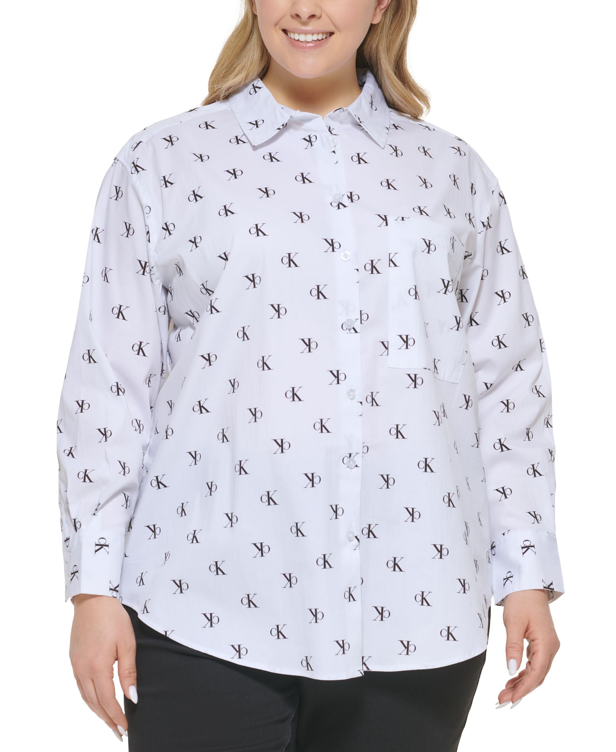 Calvin Klein Jeans Trendy Plus Size Ck Logo Boyfriend Shirt