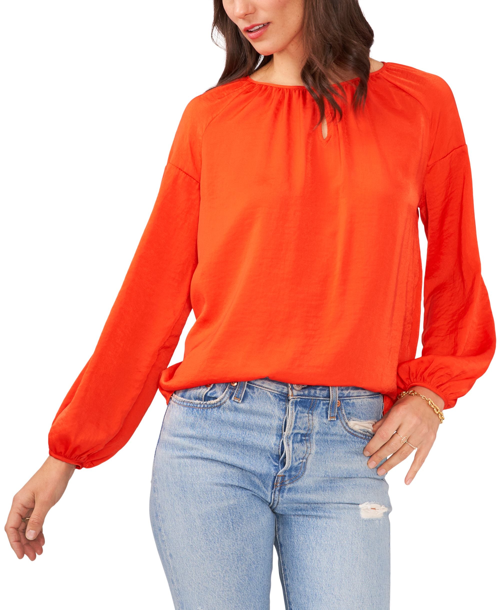 Vince Camuto Petite Keyhole Peasant Blouse