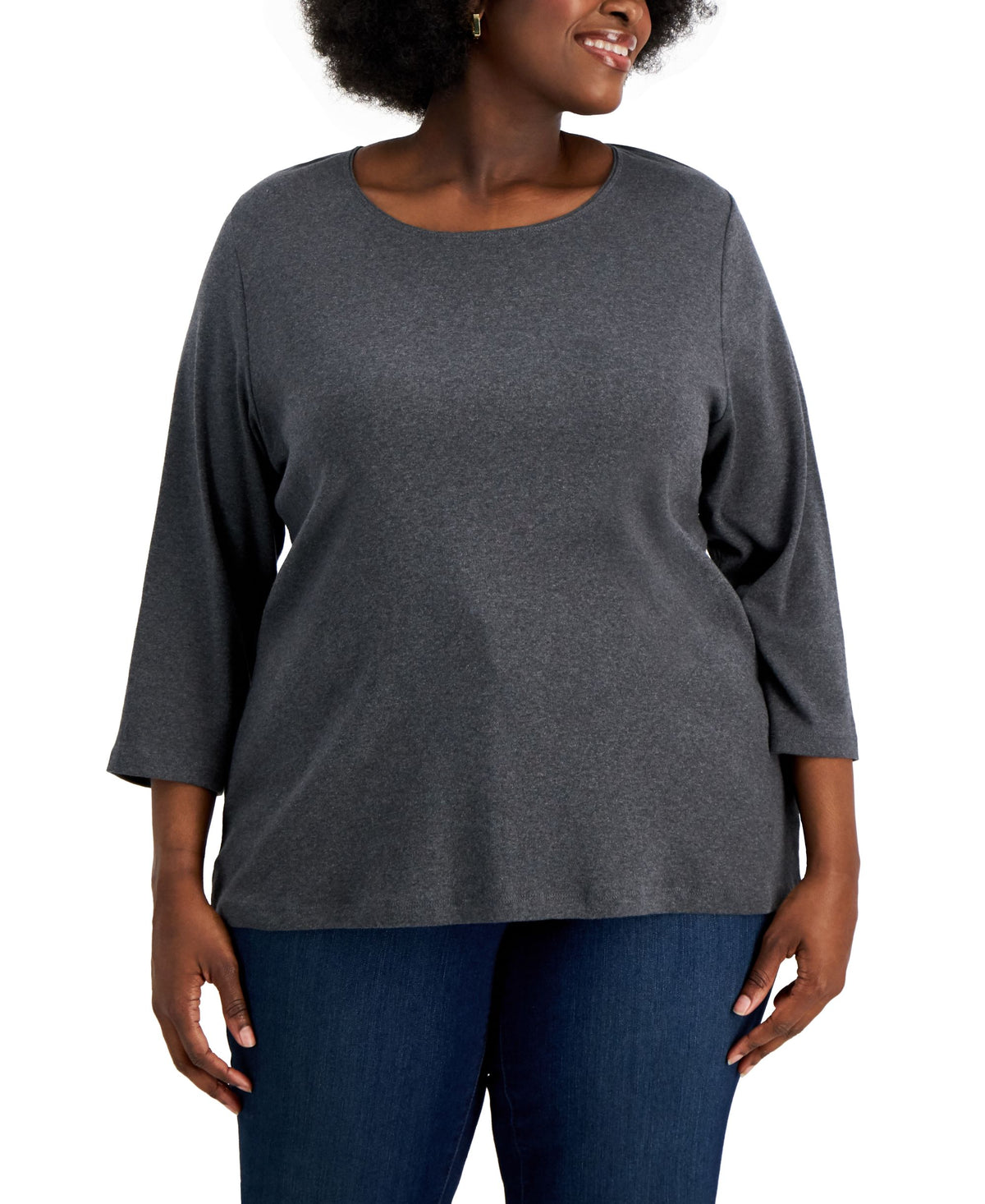 Karen Scott Plus Size Cotton Scoop Neck Top