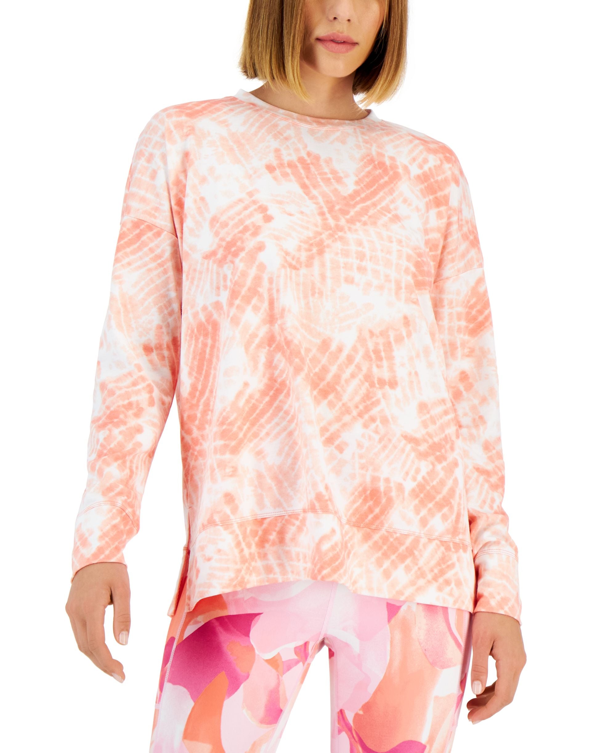 ID Ideology Womens Dye Slit Crewneck Top