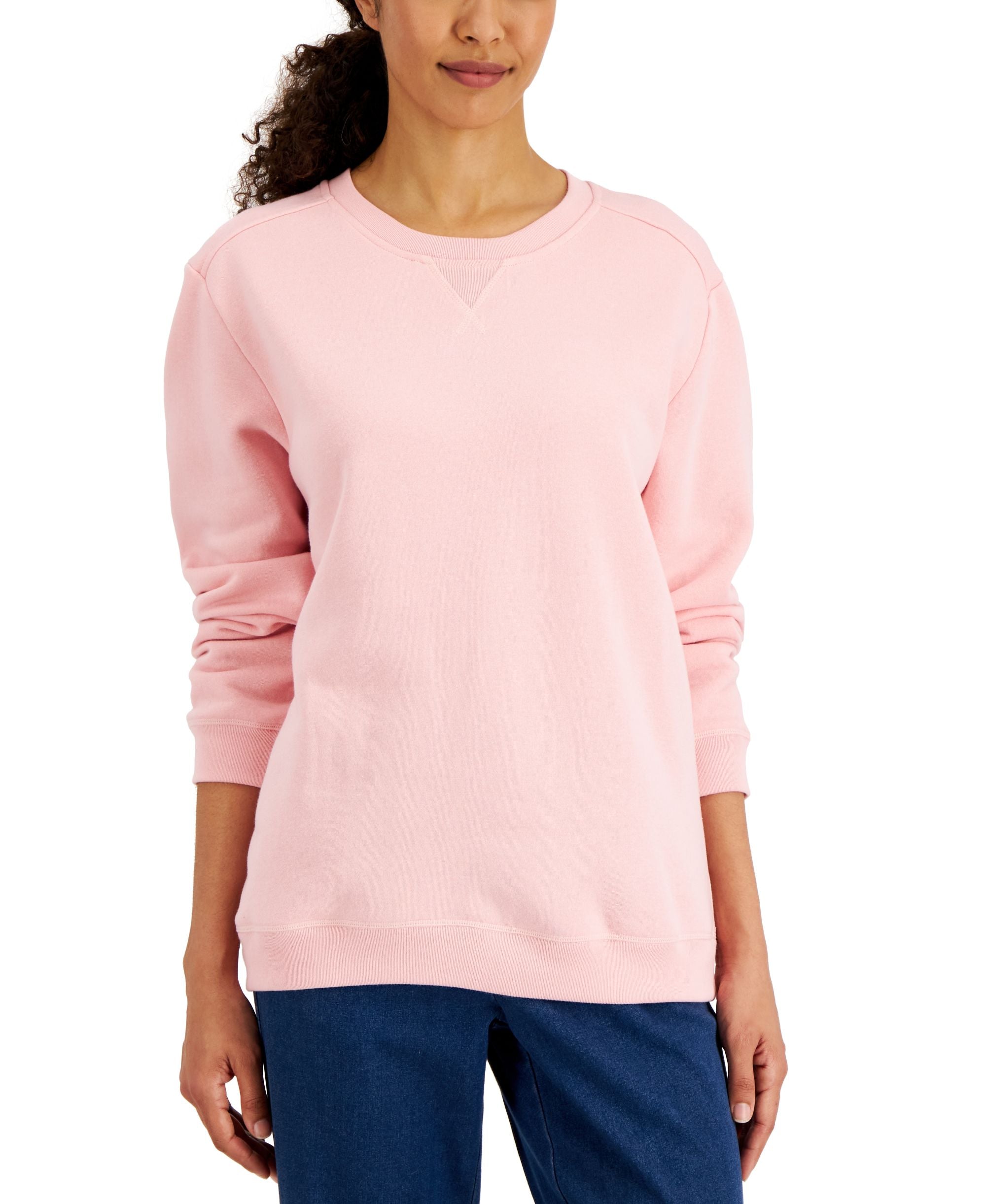 Karen Scott Crew Neck Fleece Sweatshirt