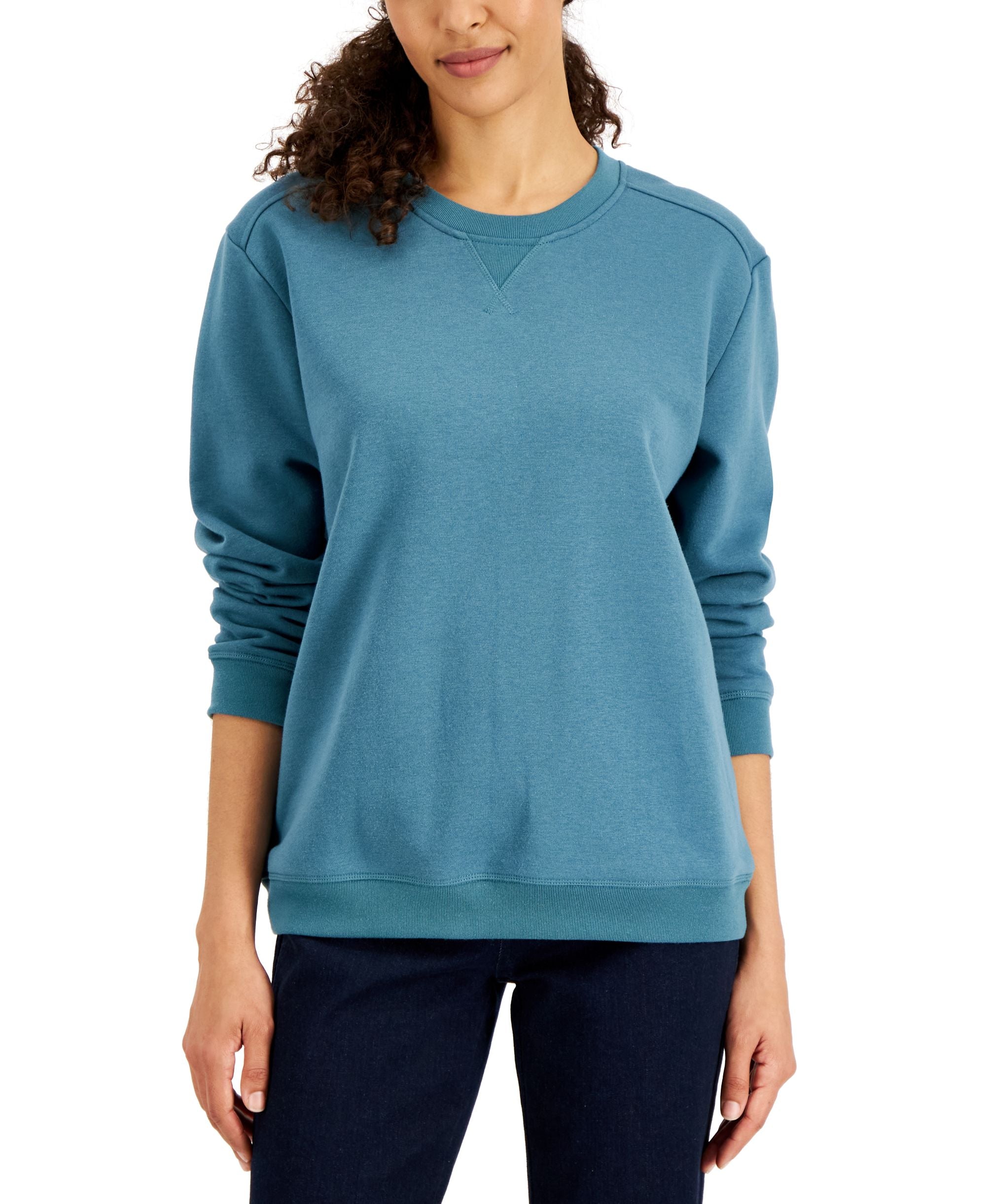 Karen Scott Crew Neck Fleece Sweatshirt