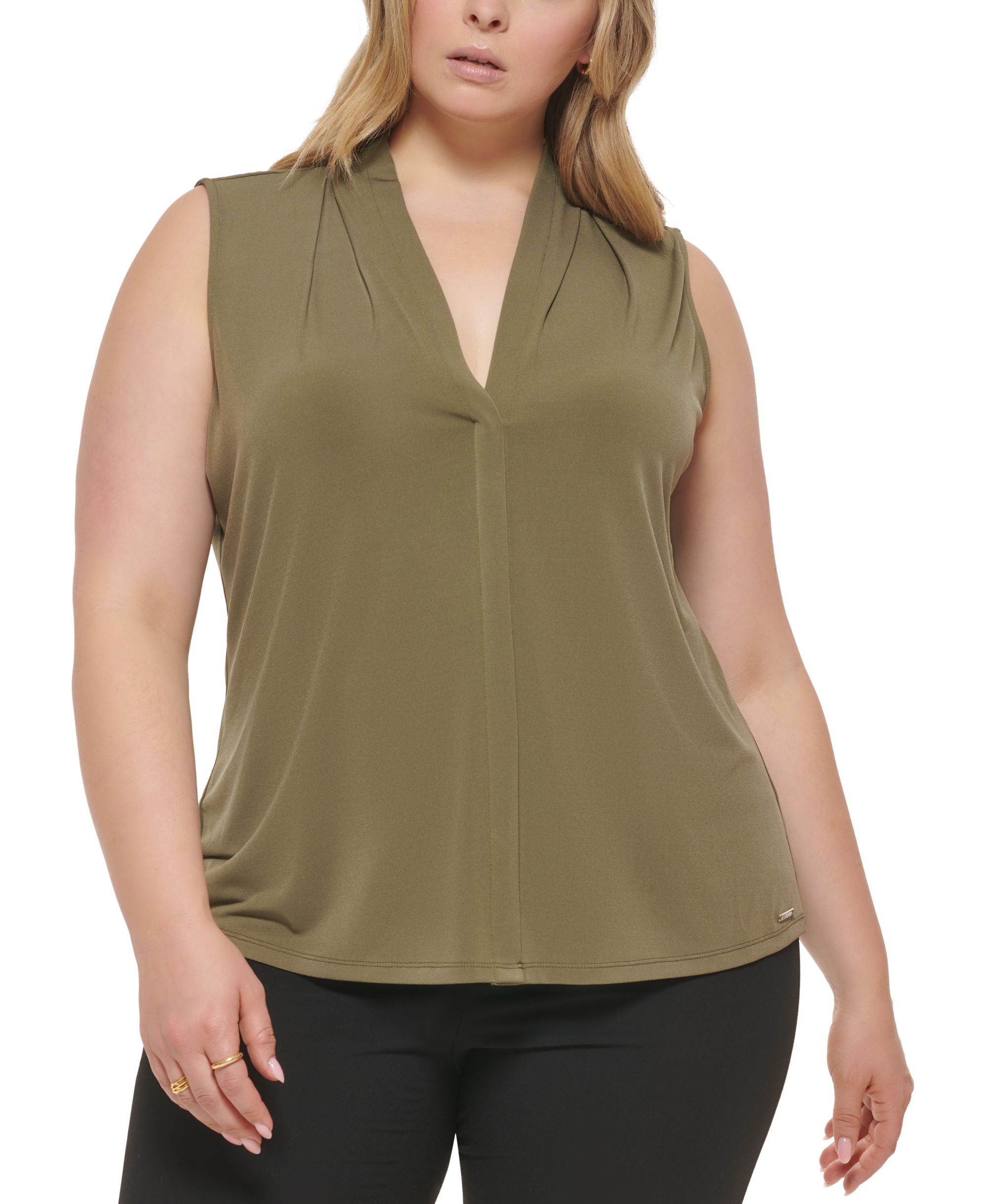 Calvin Klein Plus Size V Neck Sleeveless Top