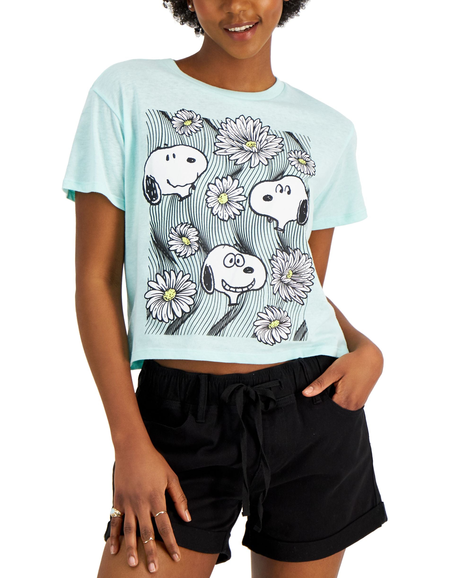 Juniors' Daisies Graphic-Print Tee