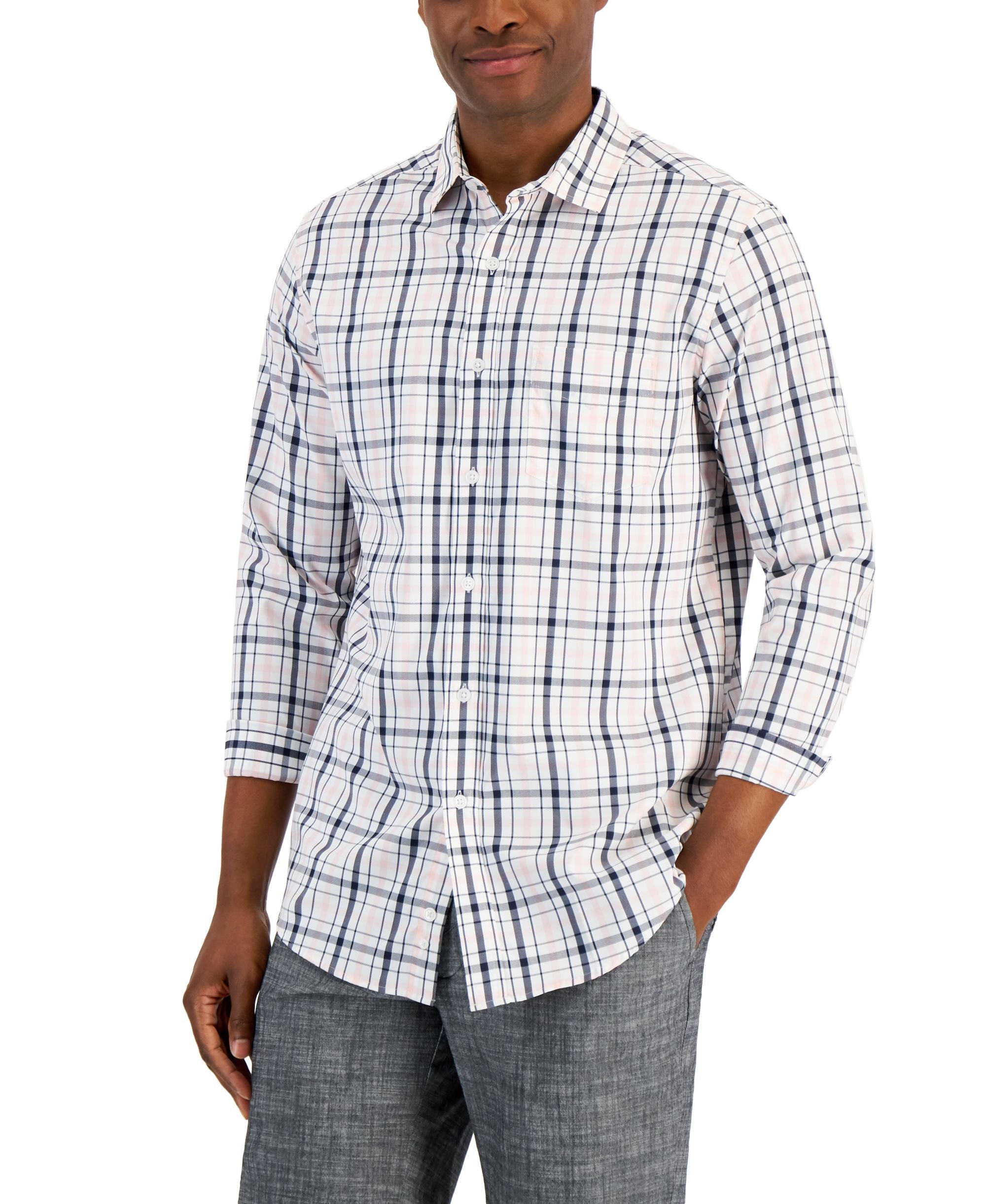 Club Room Mens Regular Fit Gingham Check Shirt