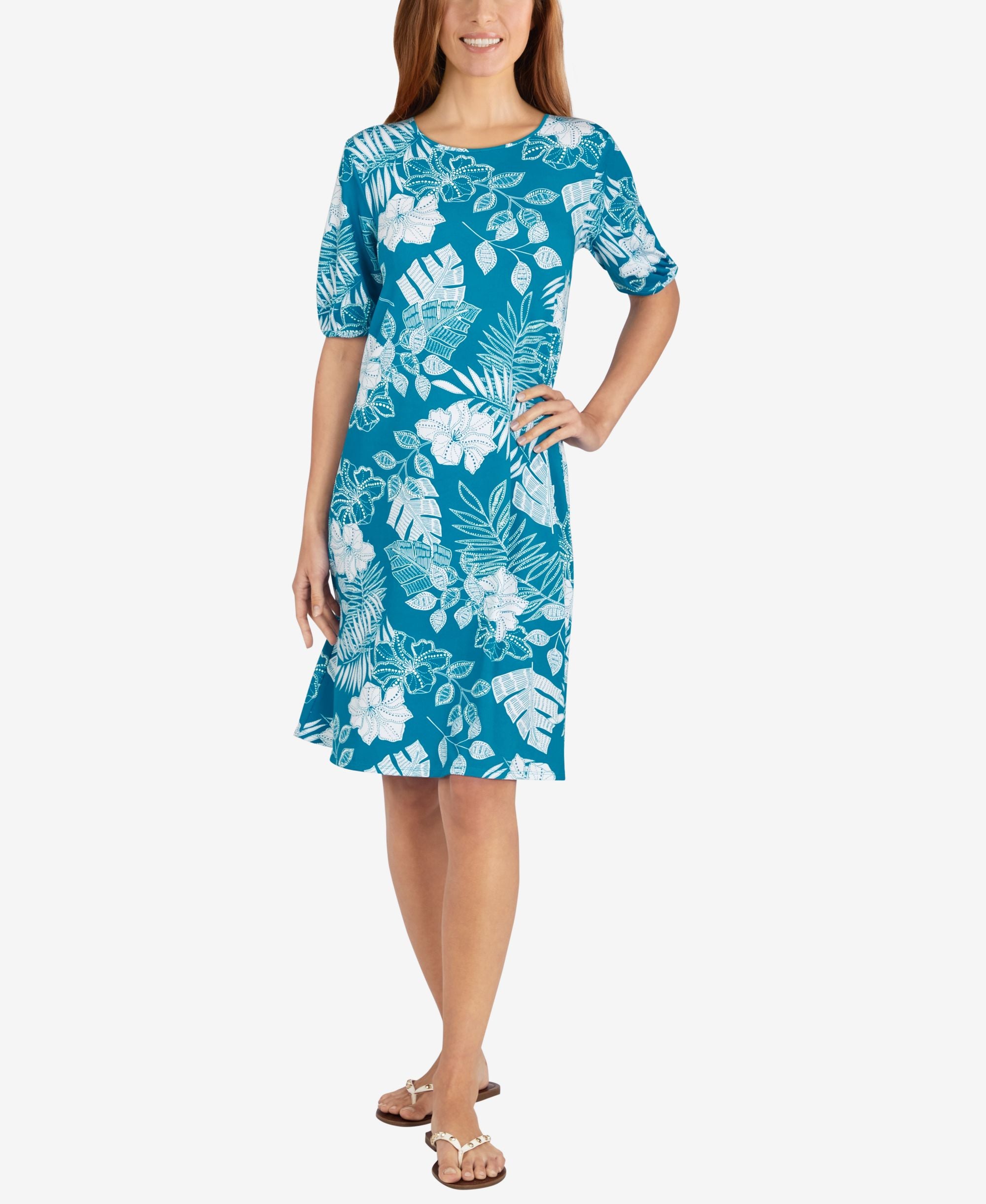 Ruby Rd. Petite Size Tropical Puff Print Dress
