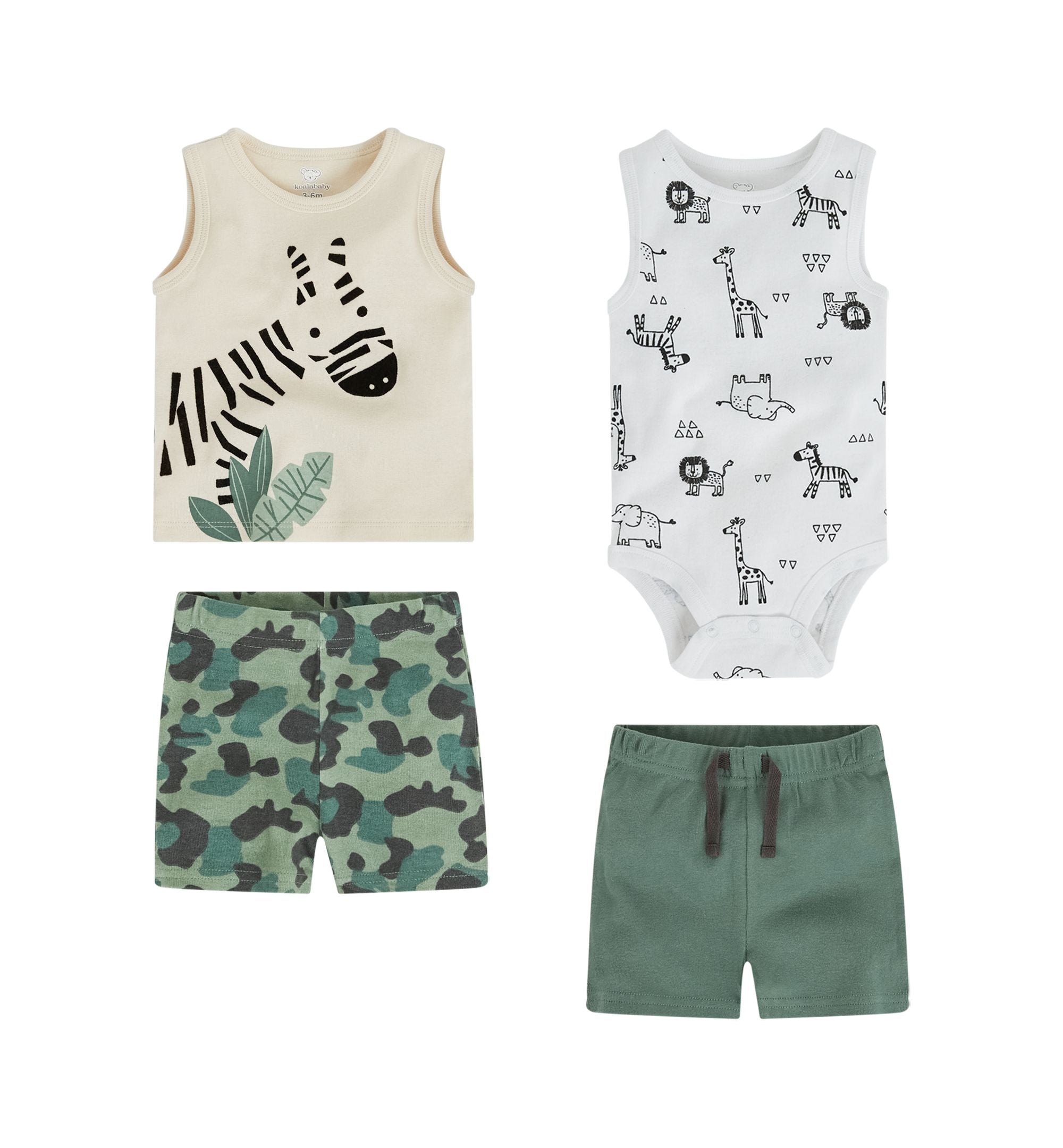 Baby Boys Shorts Bodysuit Tank T-Shirt 4 Piece Set