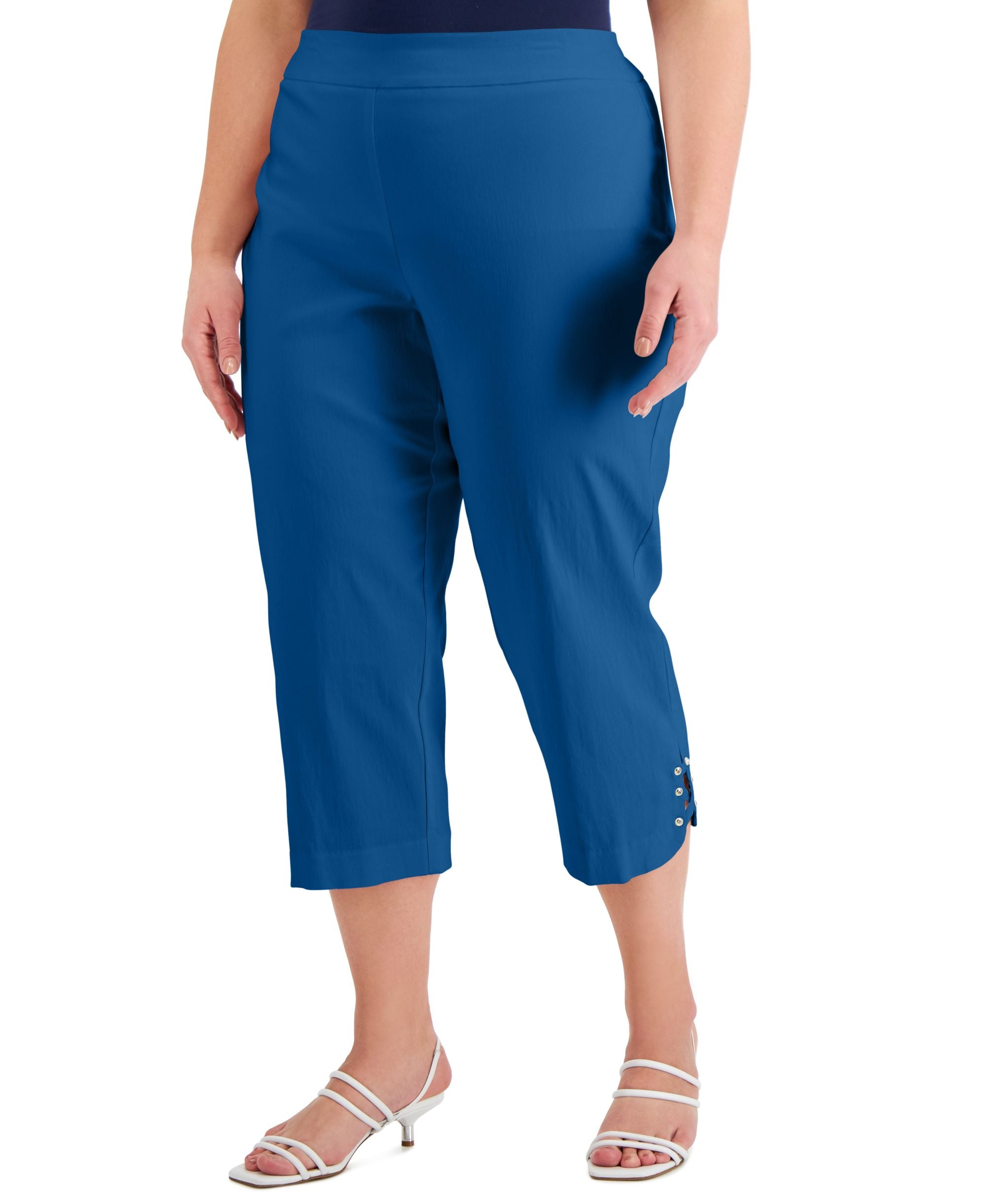 JM Collection Plus Size Lattice Hem Capri Pants