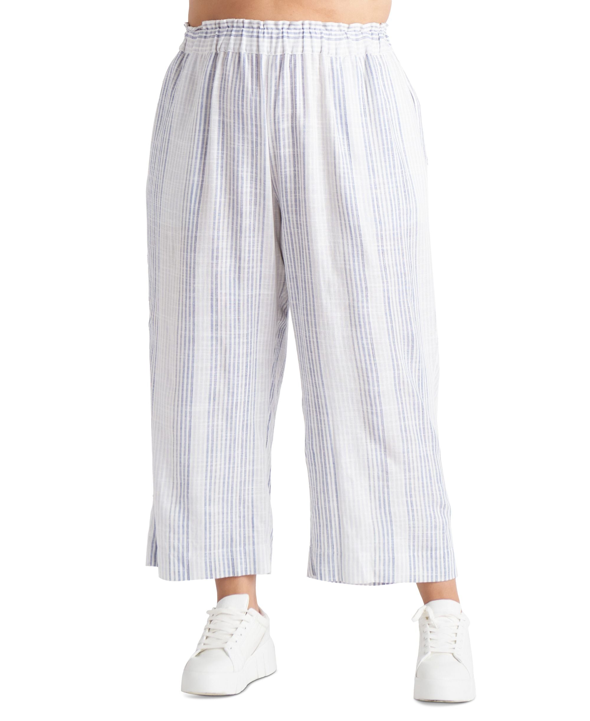Trendy Plus Size Striped Wide-Leg Pants