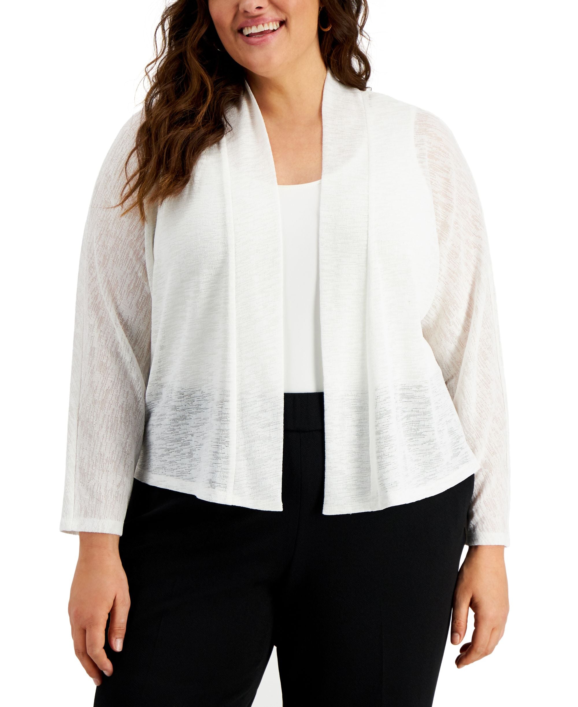Kasper Plus Size Shawl Collar Cardigan
