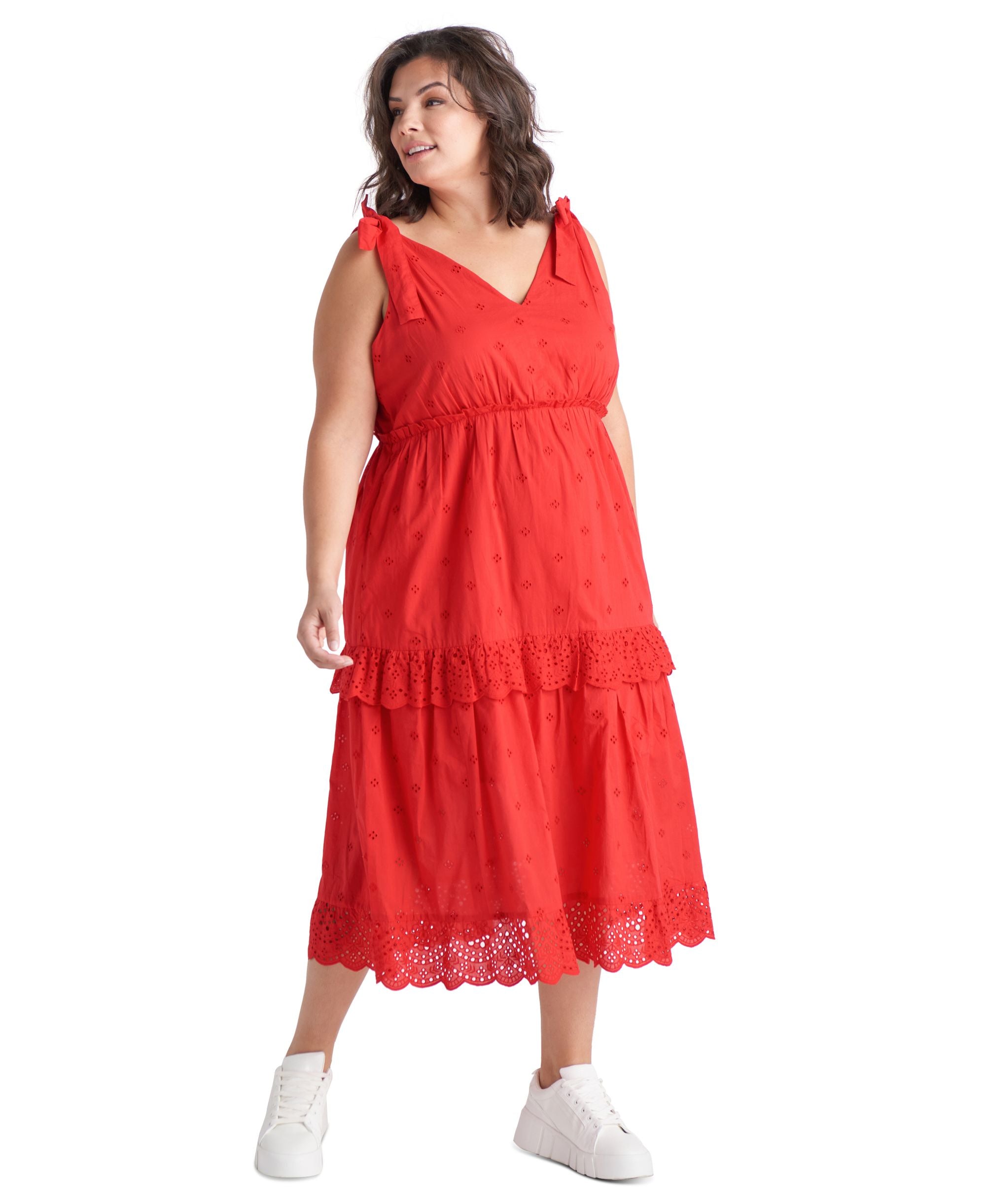 Trendy Plus Size Eyelet Midi Dress