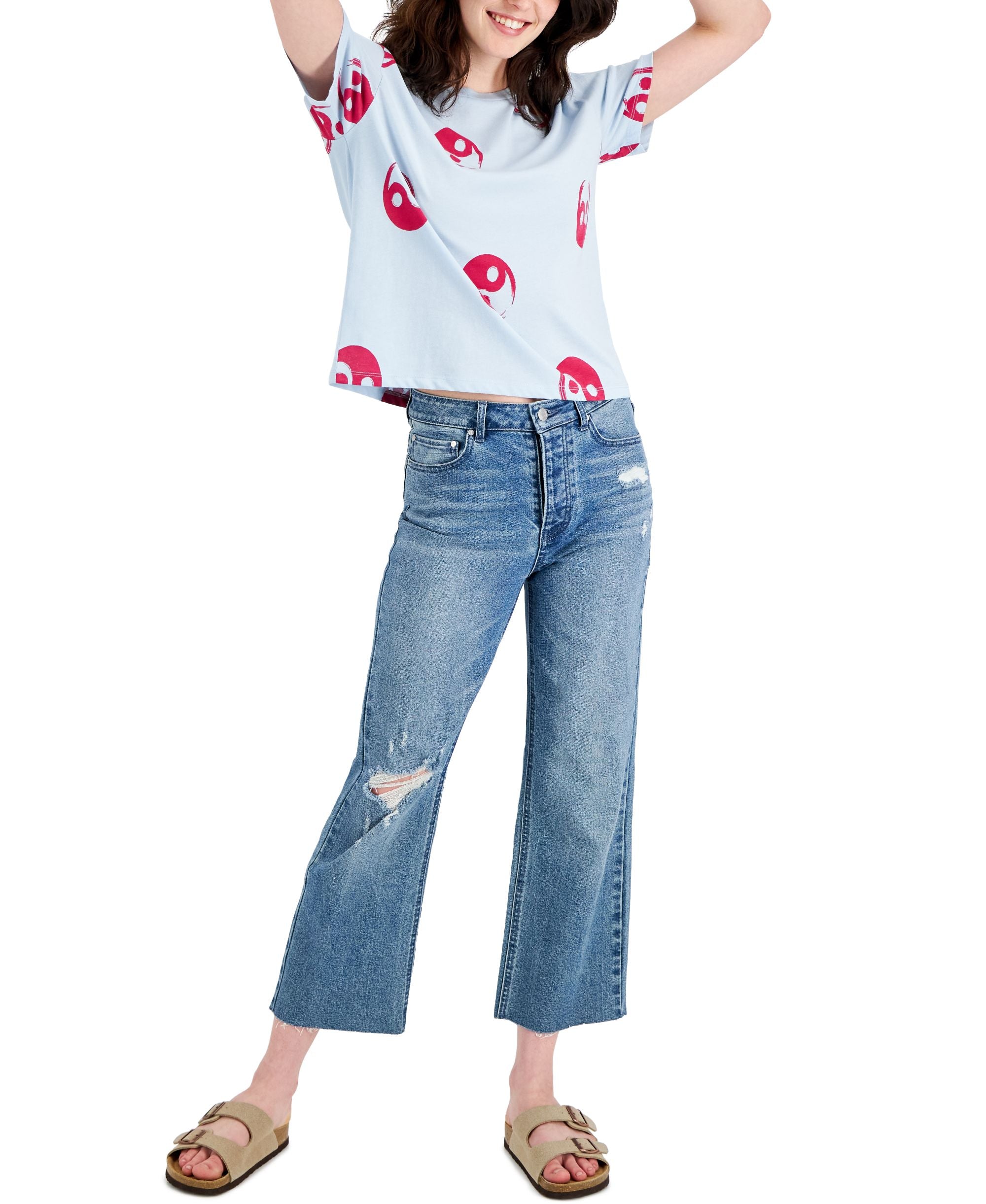 Juniors' Yin-Yang Graphic-Print T-Shirt