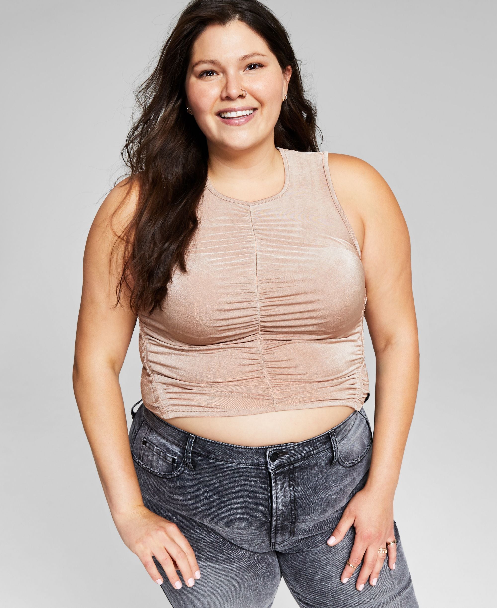 Now This Trendy Plus Size Ruched Tank Top