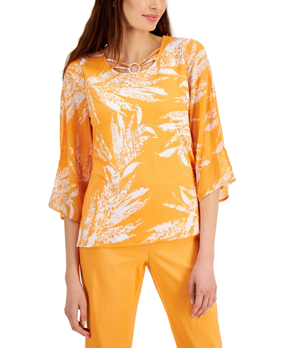 JM Collection Petite Printed O Ring Top