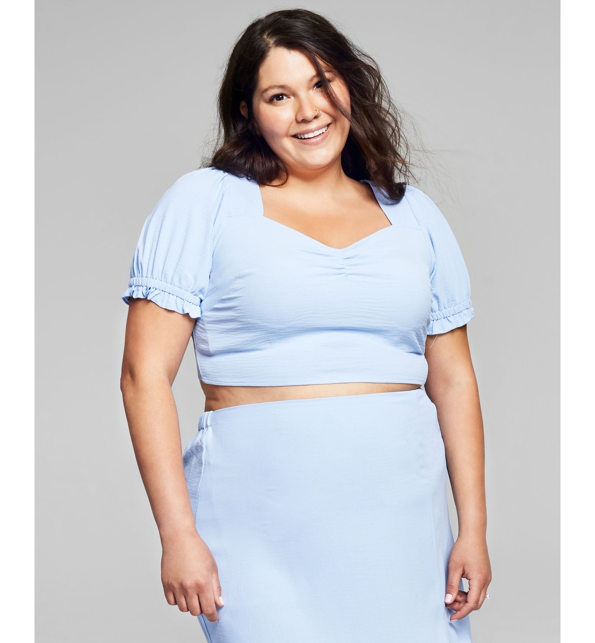 Now This Plus Size Tie Back Crop Top