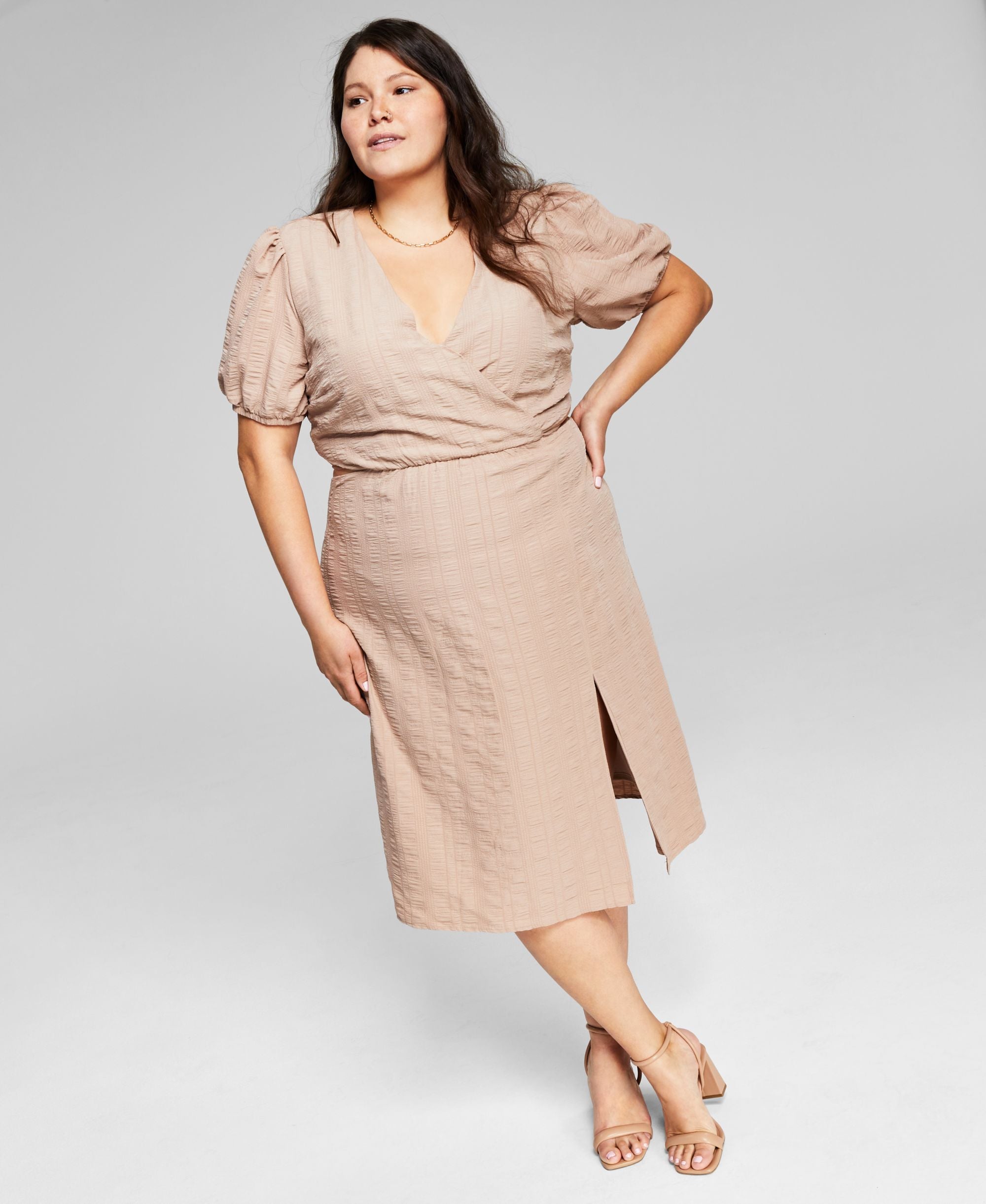 Now This Trendy Plus Size Textured Side Cutout Dress