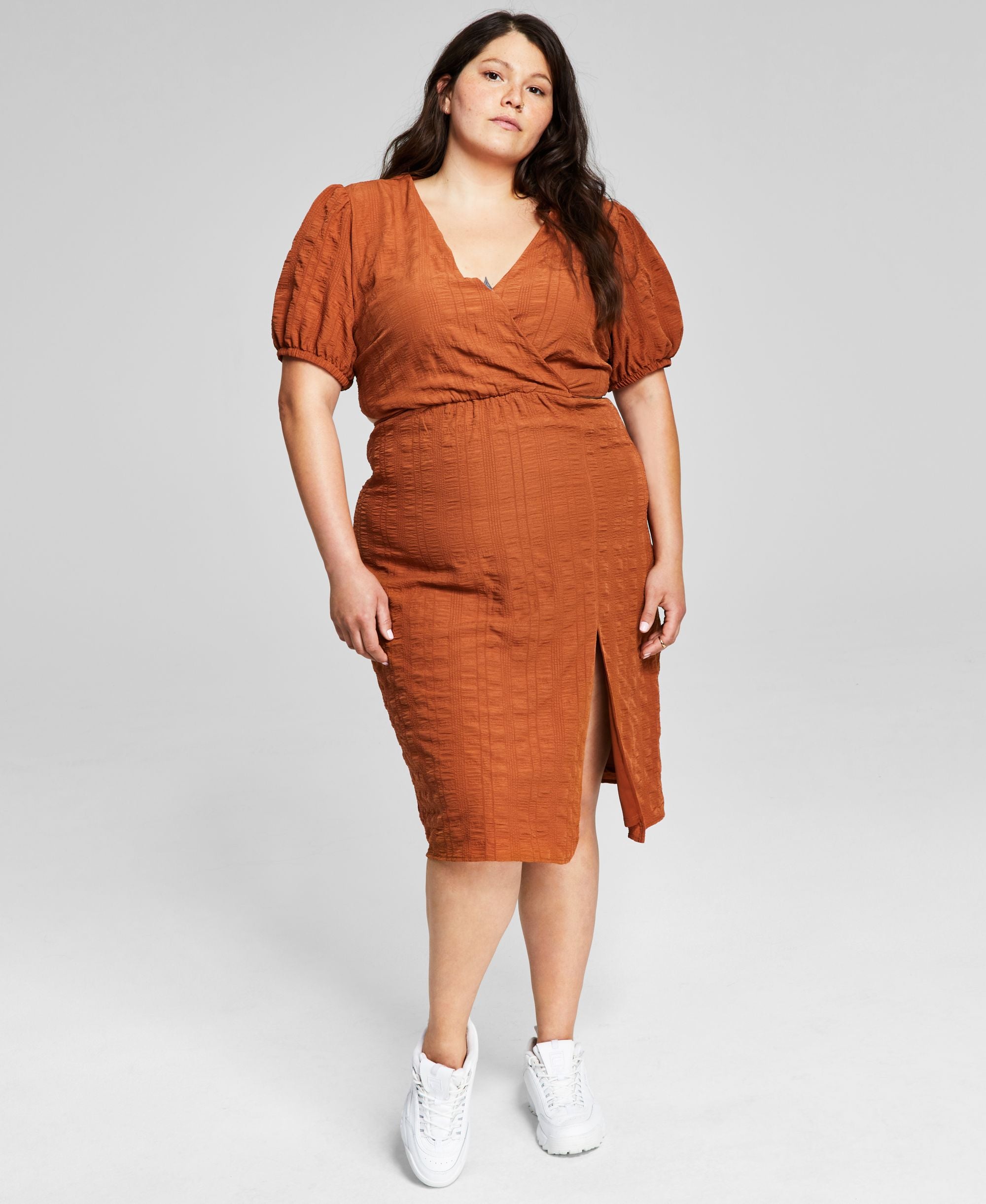 Now This Trendy Plus Size Textured Side Cutout Dress