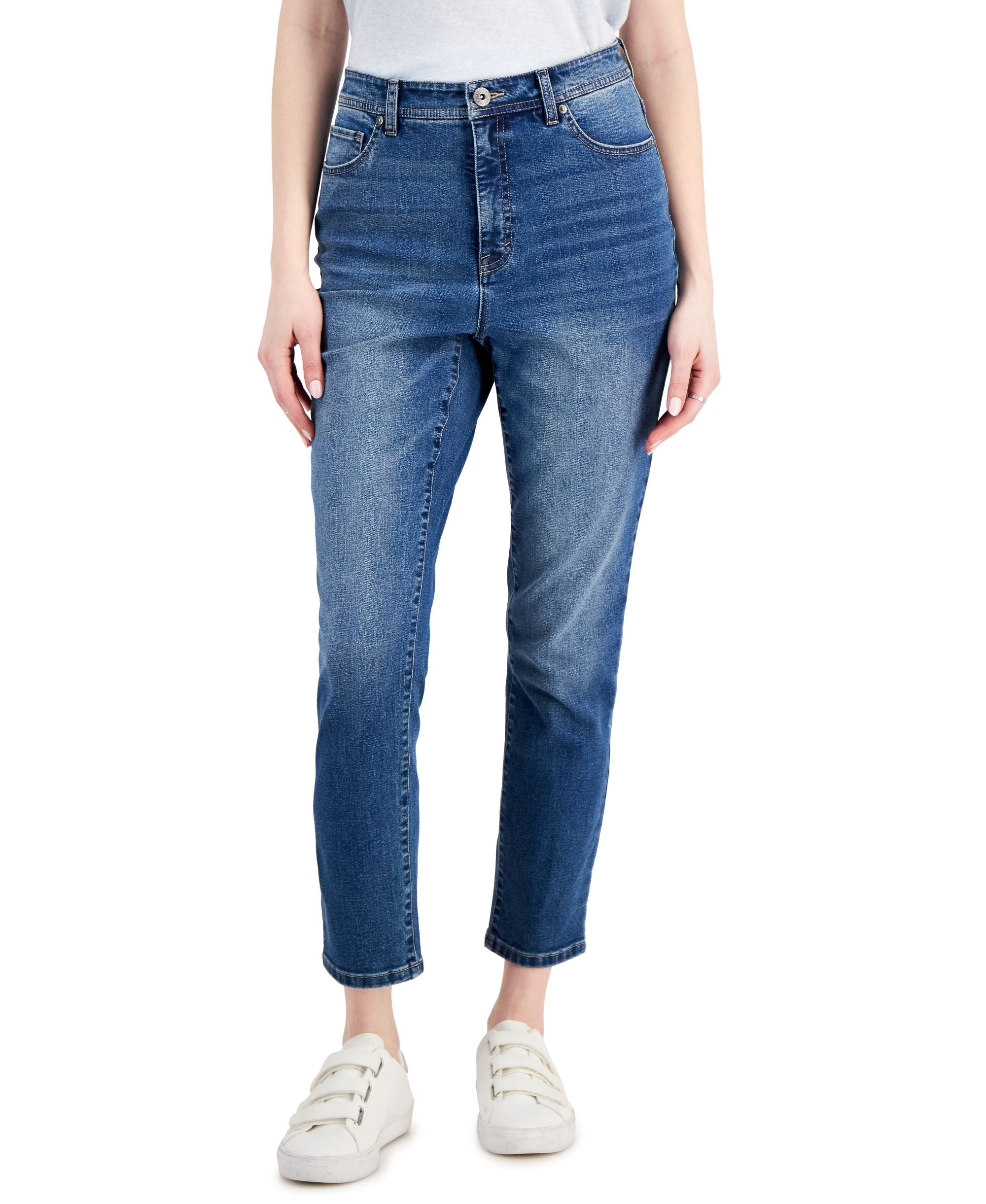 Petite High Rise Slim-Leg Ankle Jeans