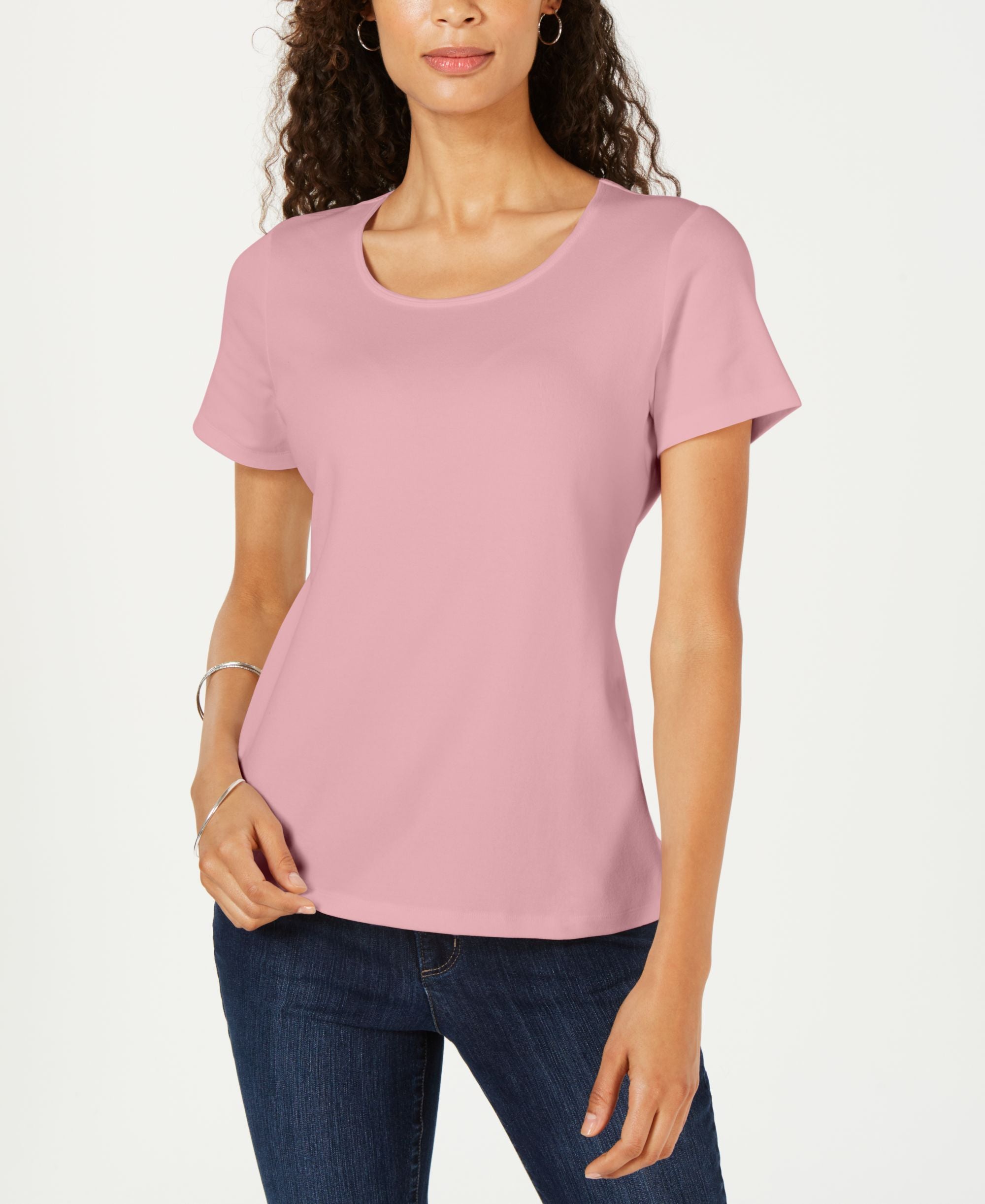 Petite Cotton Scoop-Neck Top