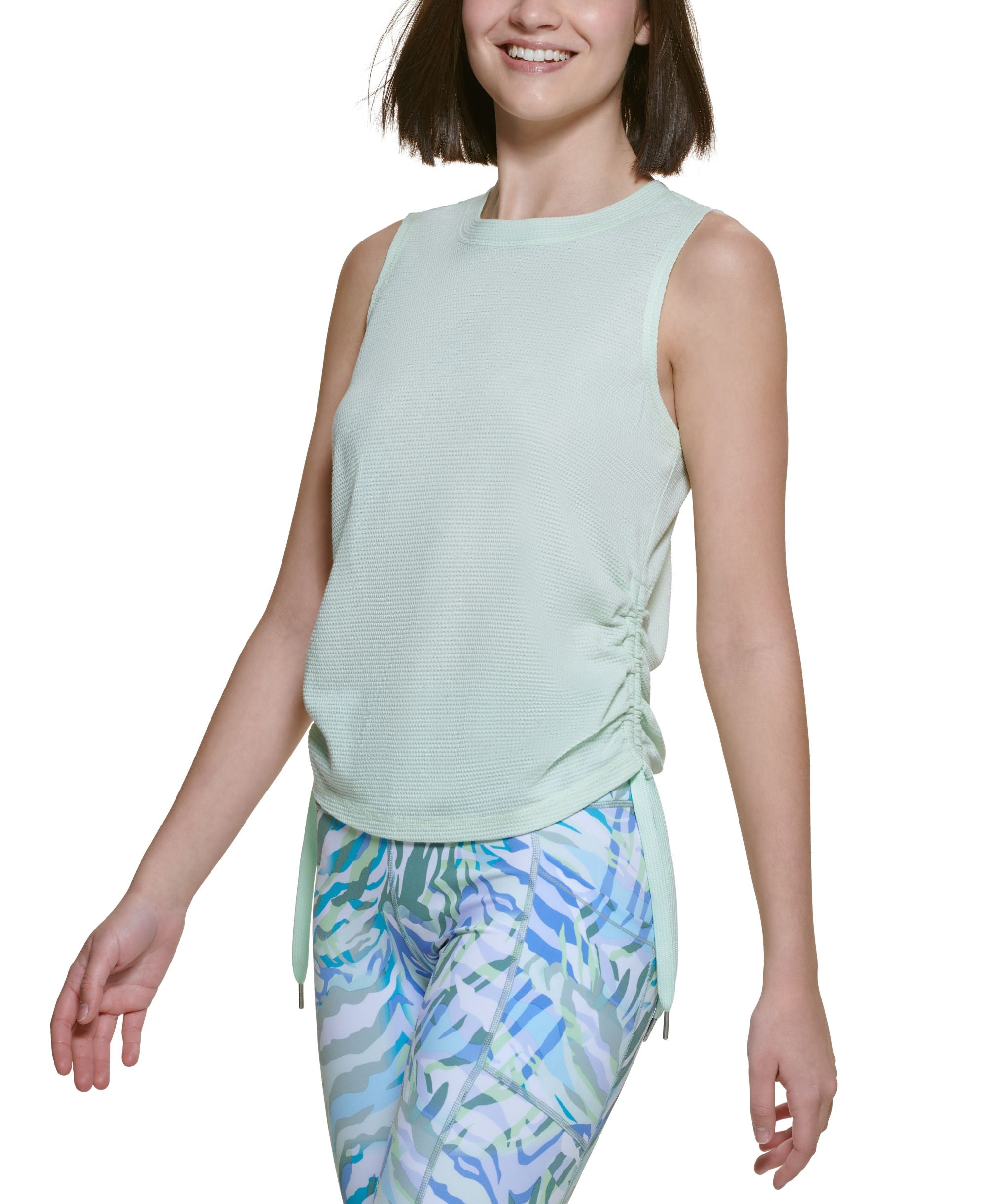 Calvin Klein Performance Womens Ruched Side Tie Tank Top