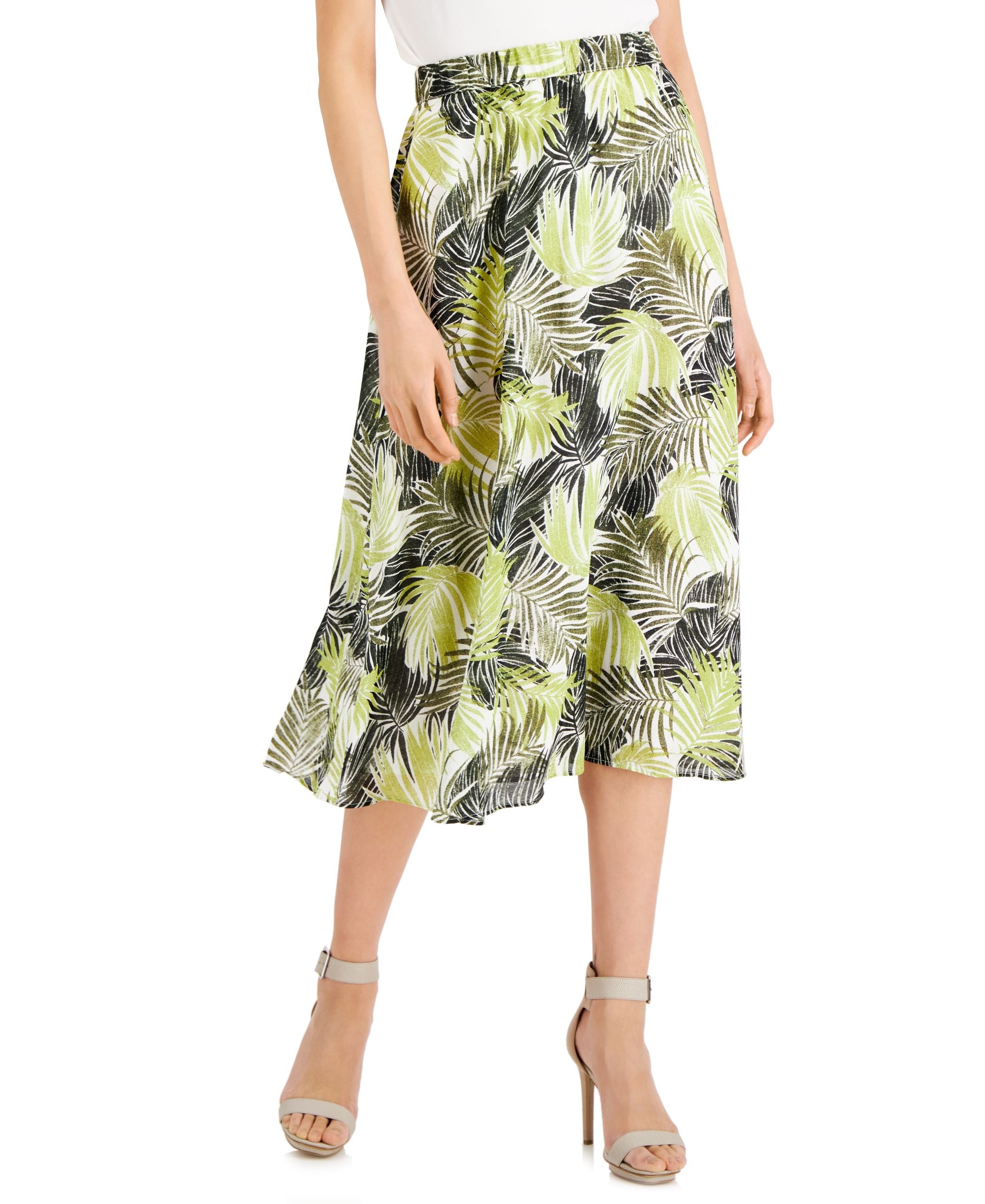 Women's Palm-Print Pull-On Maxi Skirt