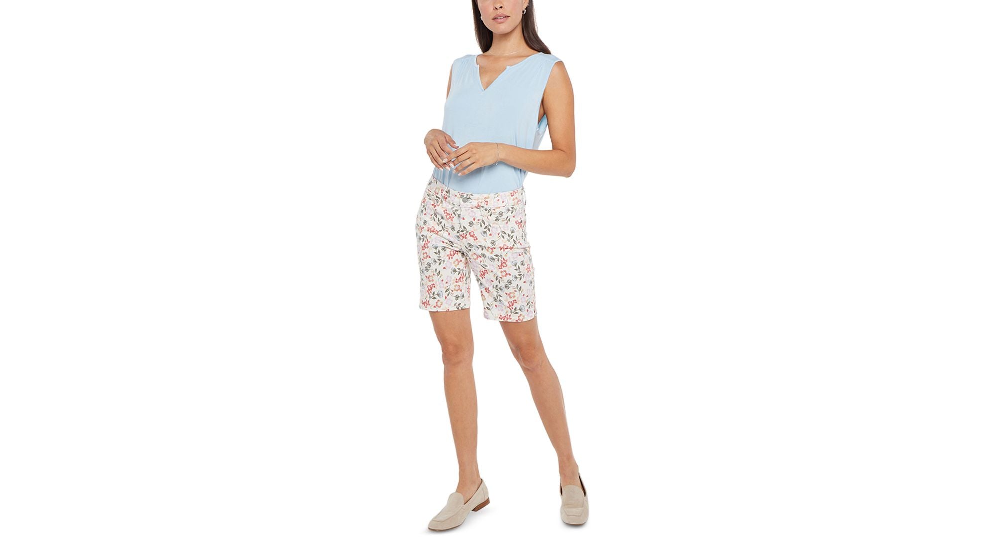 NYDJ Womens Ella High Rise Midi Denim Shorts