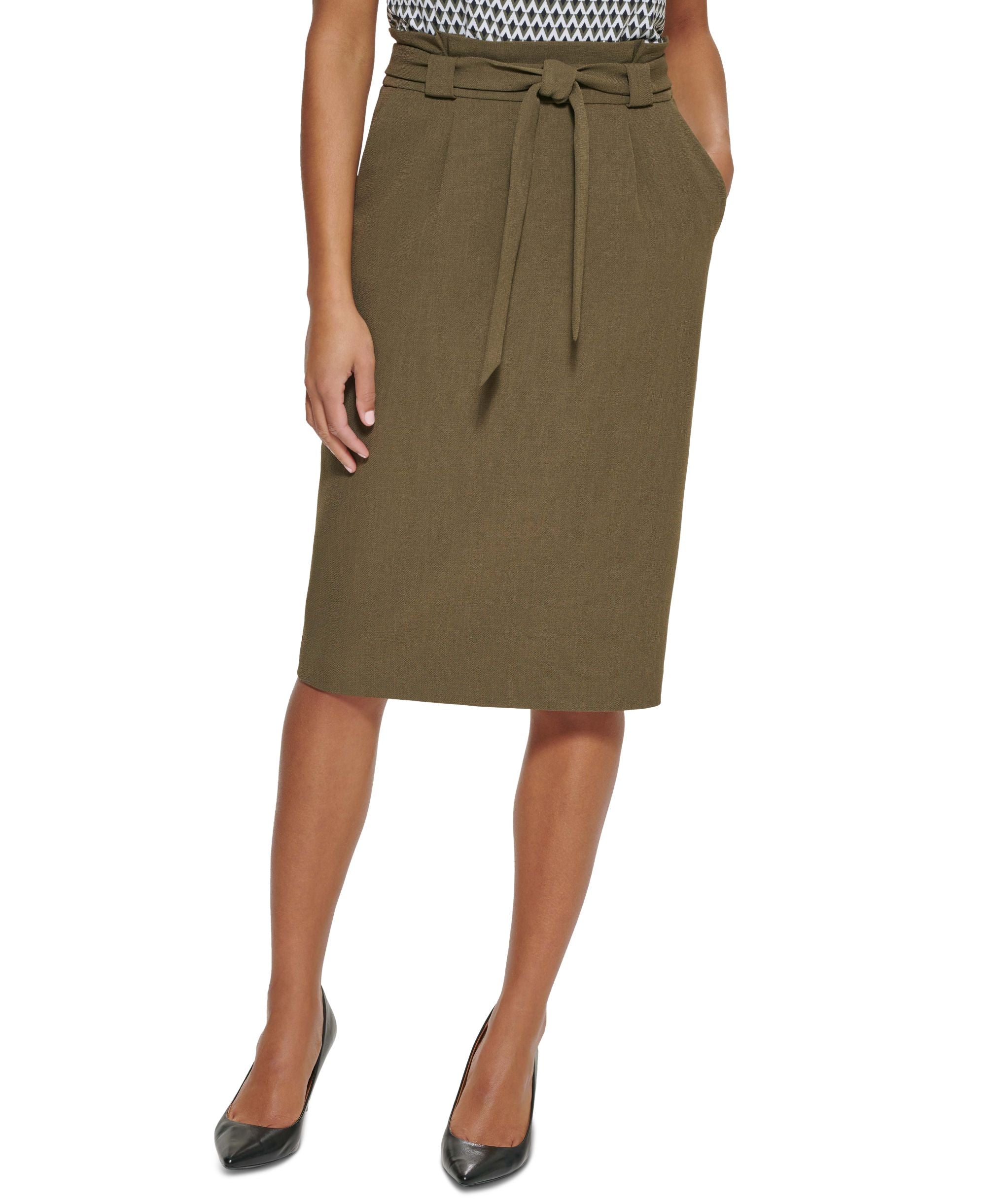 Calvin Klein Tie Waist Pencil Skirt