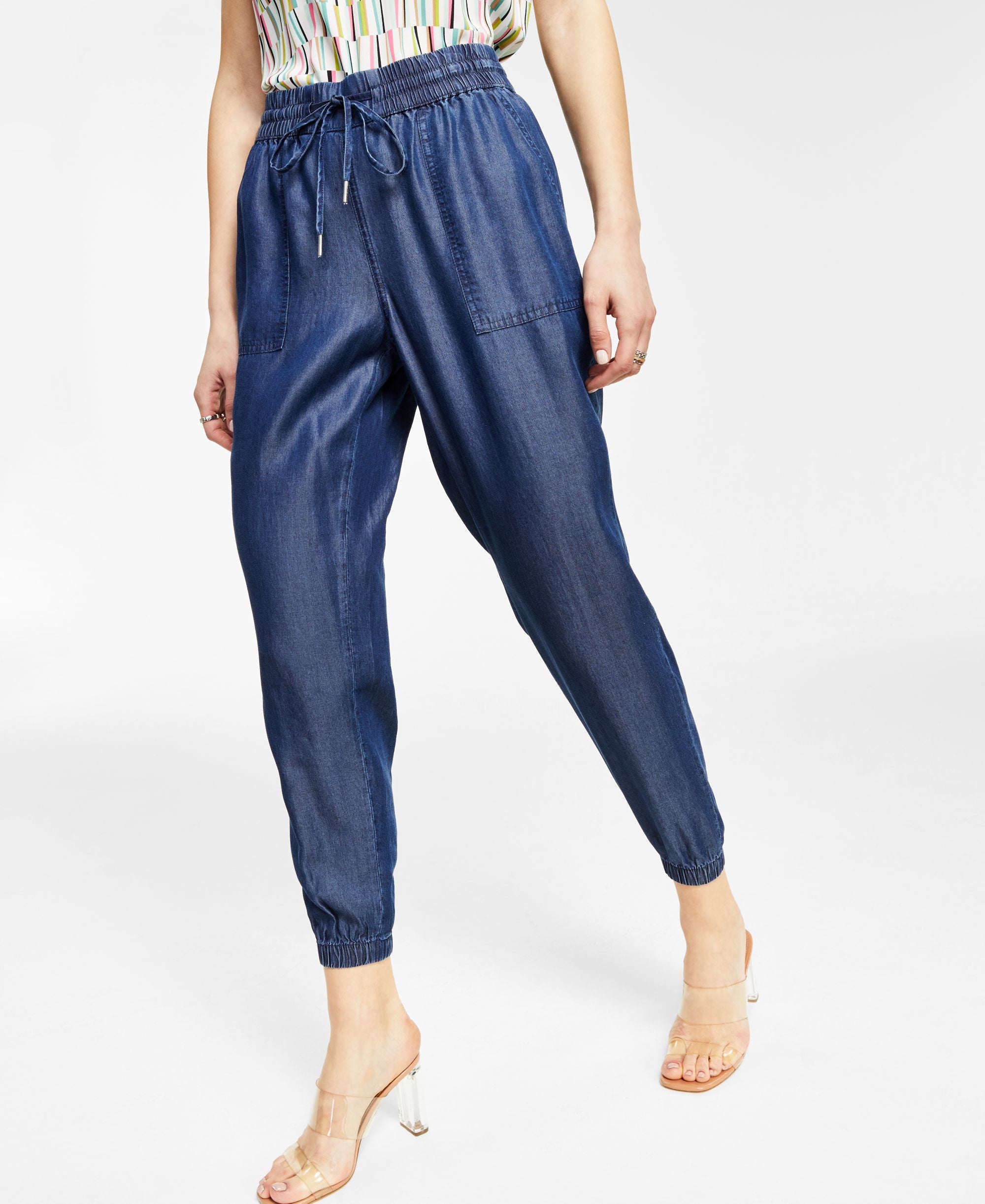 Bar III Womens Drawstring Tencel Pants