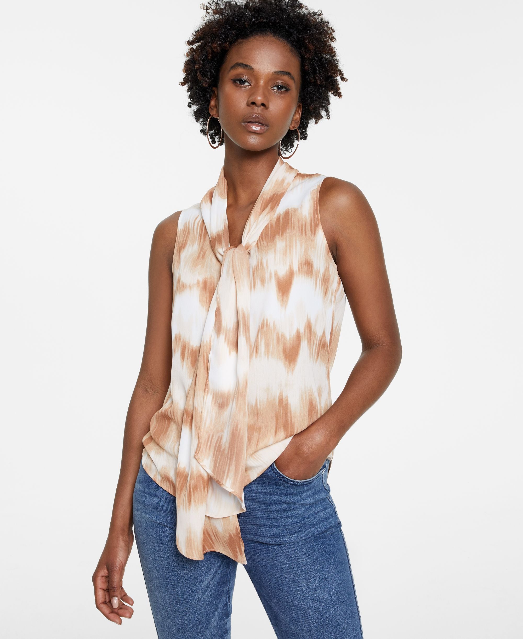 Bar III Tie Dye Bow Blouse