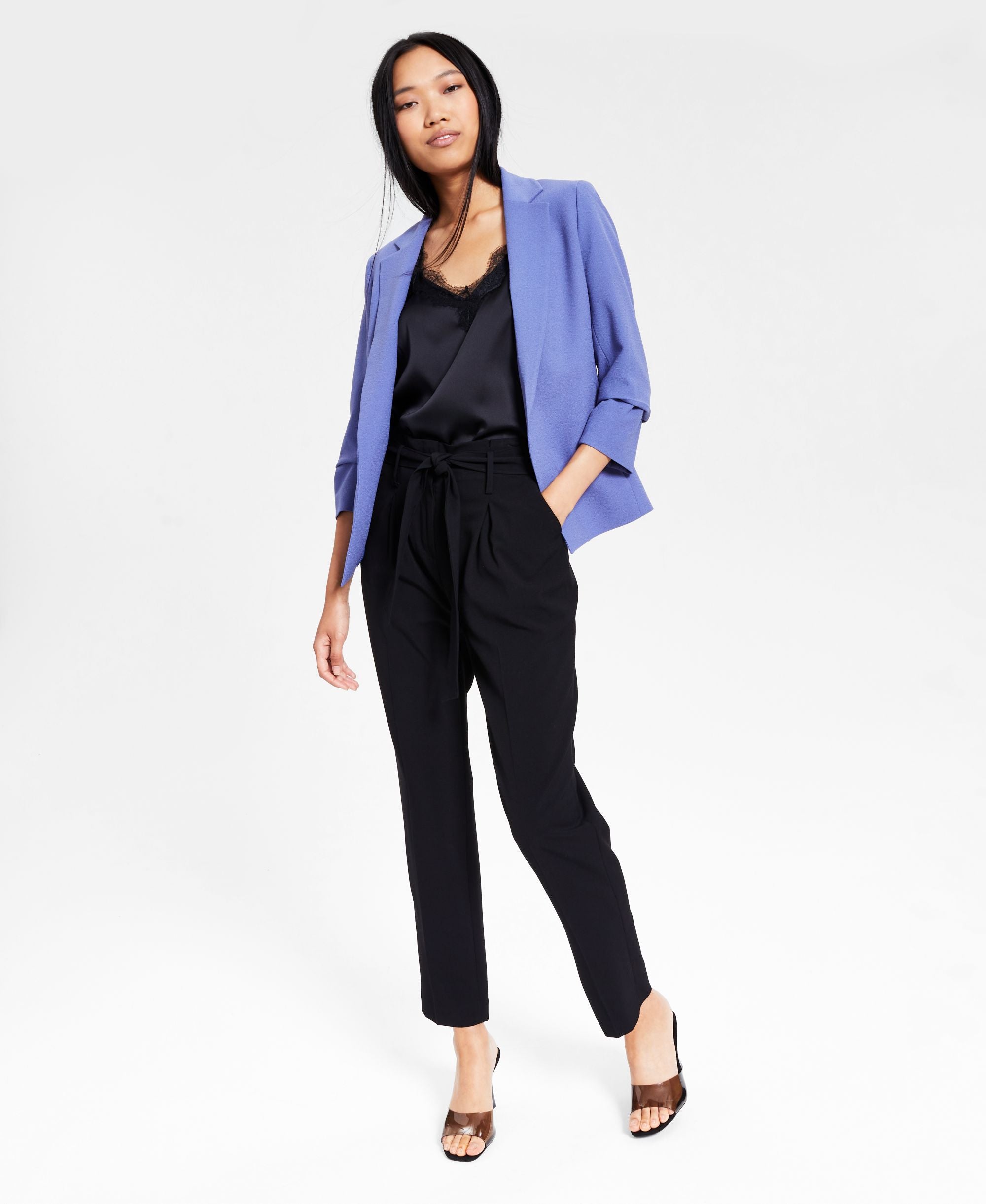 Bar III Womens Textured Crepe Jacket