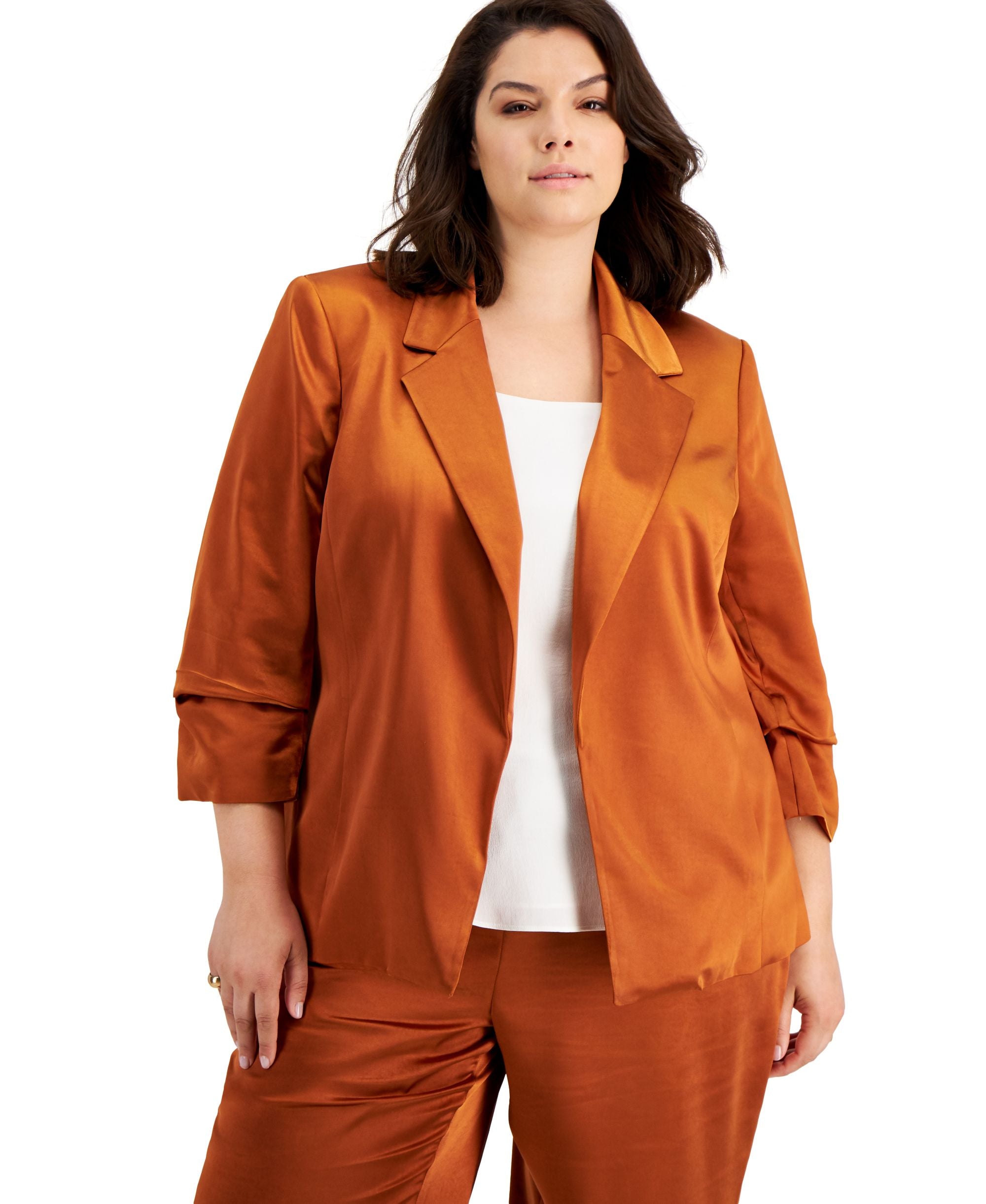 Plus Size Washed Satin Jacket