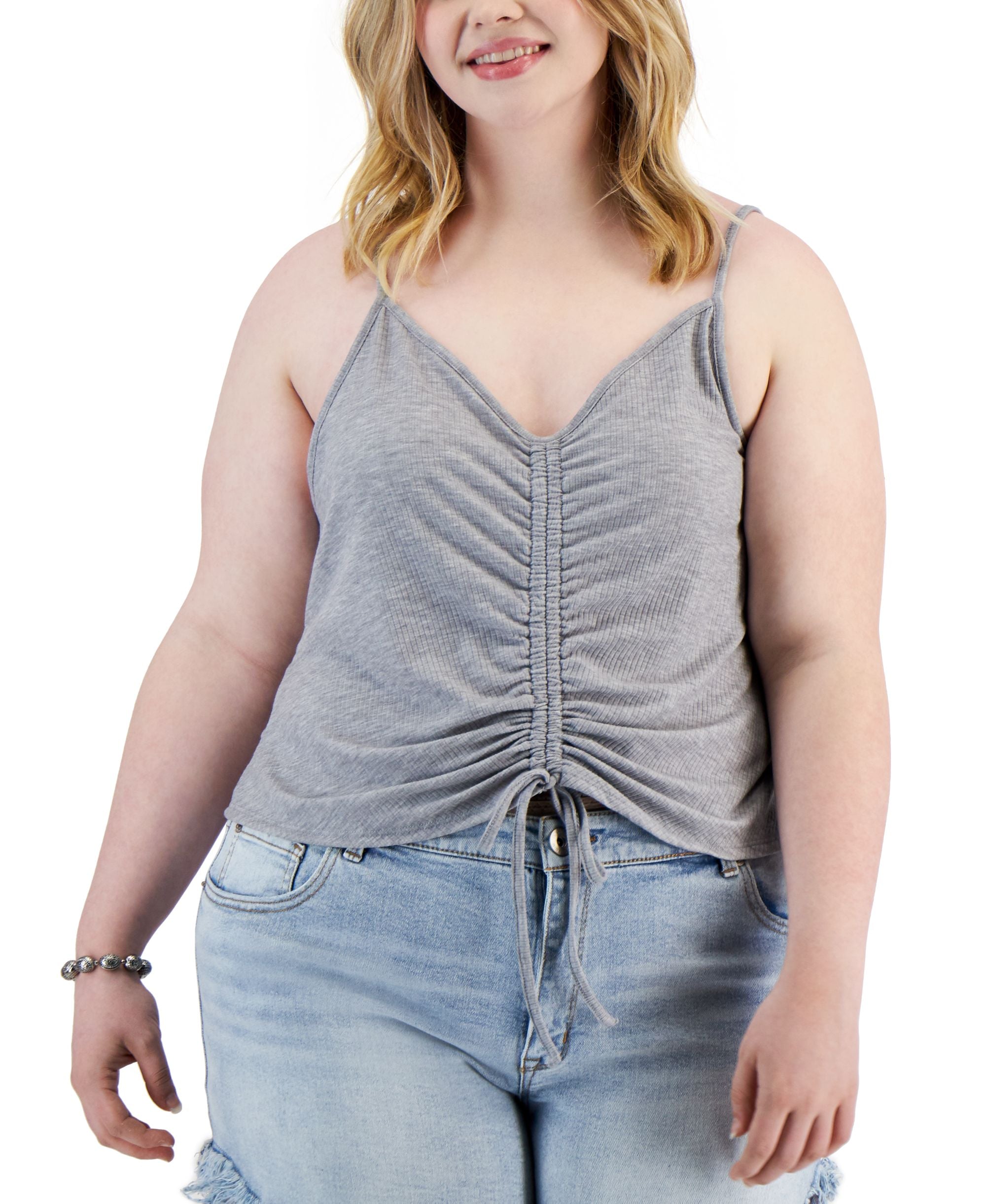 Trendy Plus Size Drawstring Ruched Tank