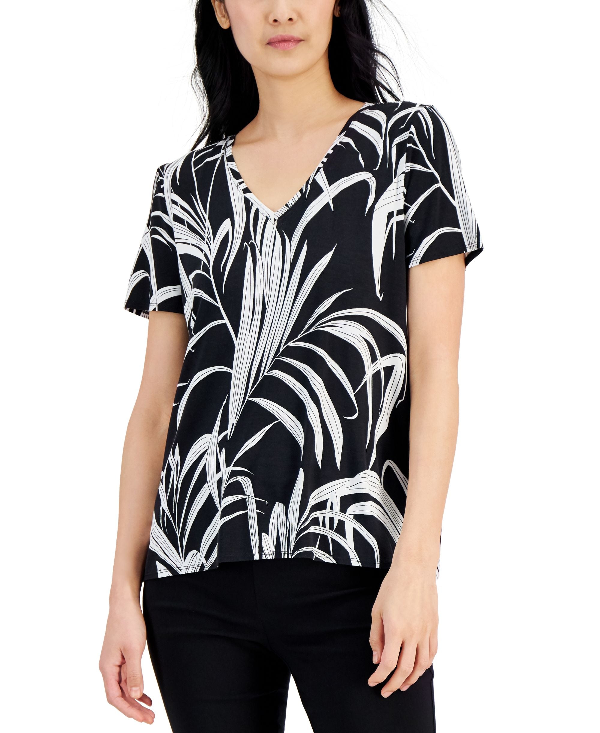 Women's Printed V-Neck T-Shirt